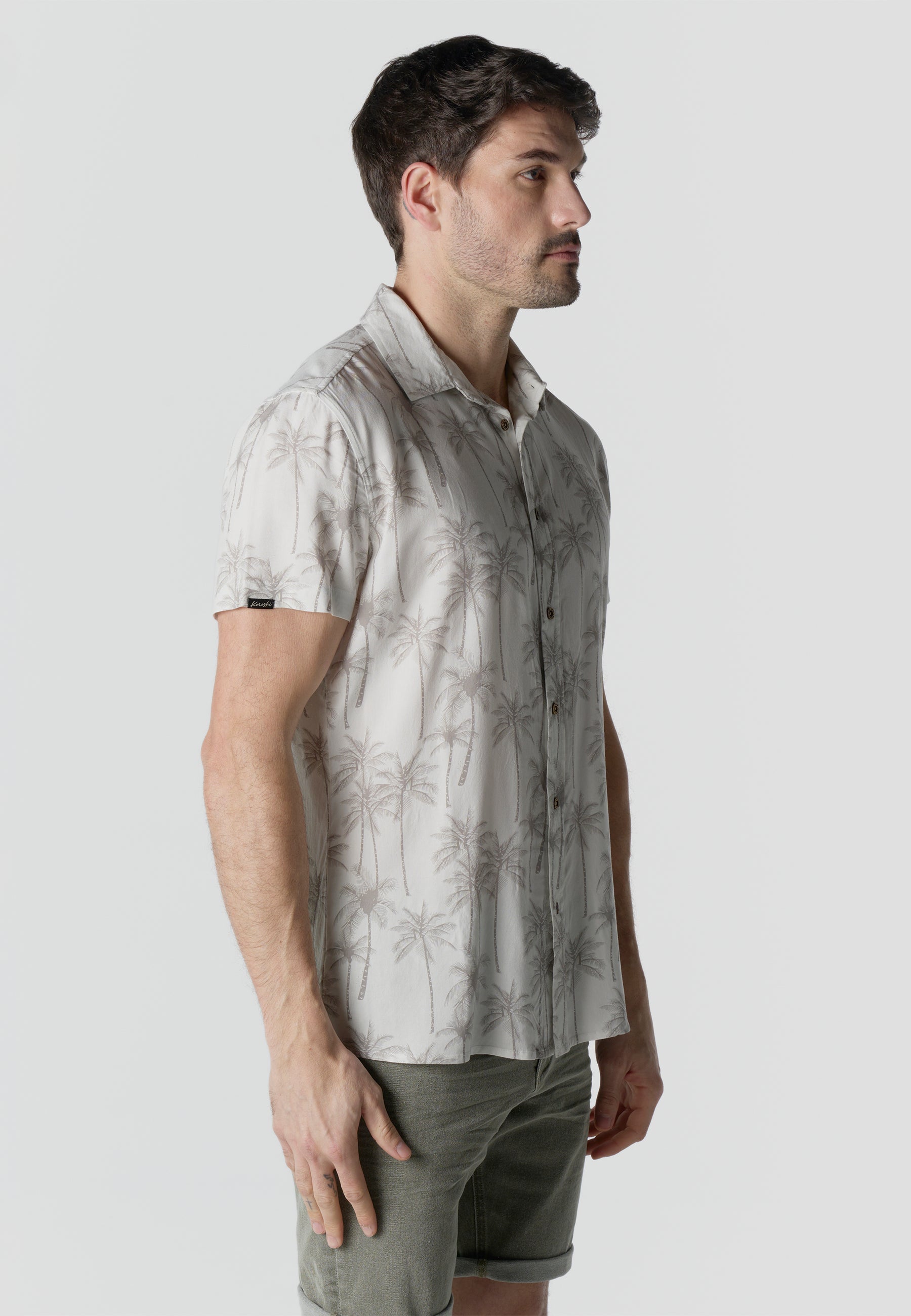 Camisa Hombre Manga Corta Estampado Tropical Viscosa – Koroshi 2611CC40