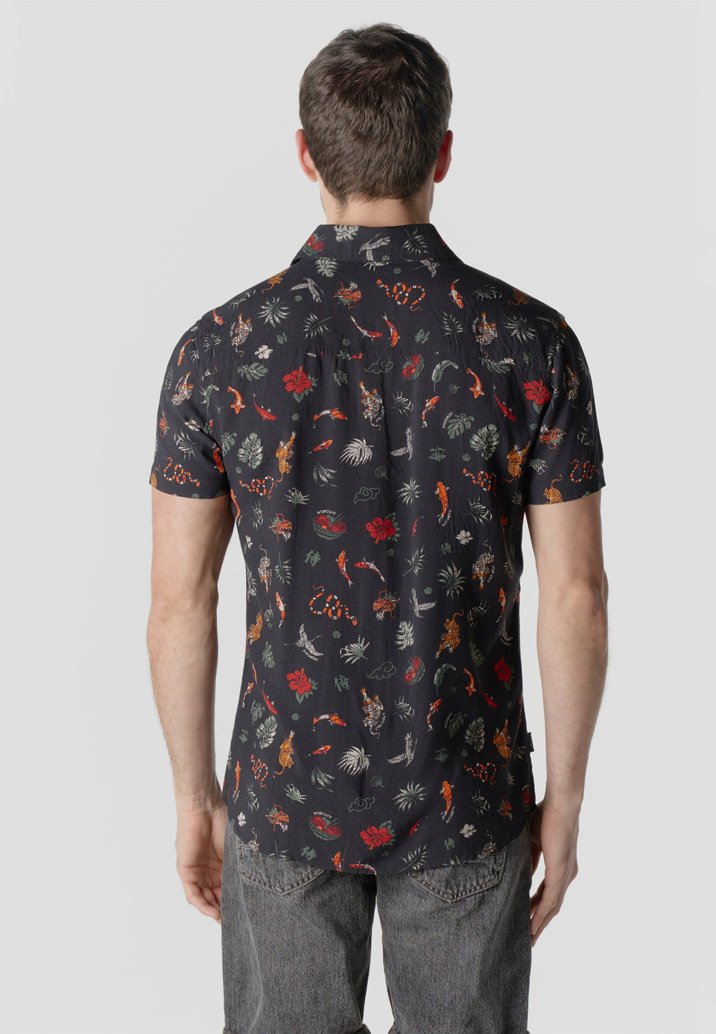 Camisa Hombre Manga Corta Estampado Tropical Viscosa – Koroshi 2611CC40