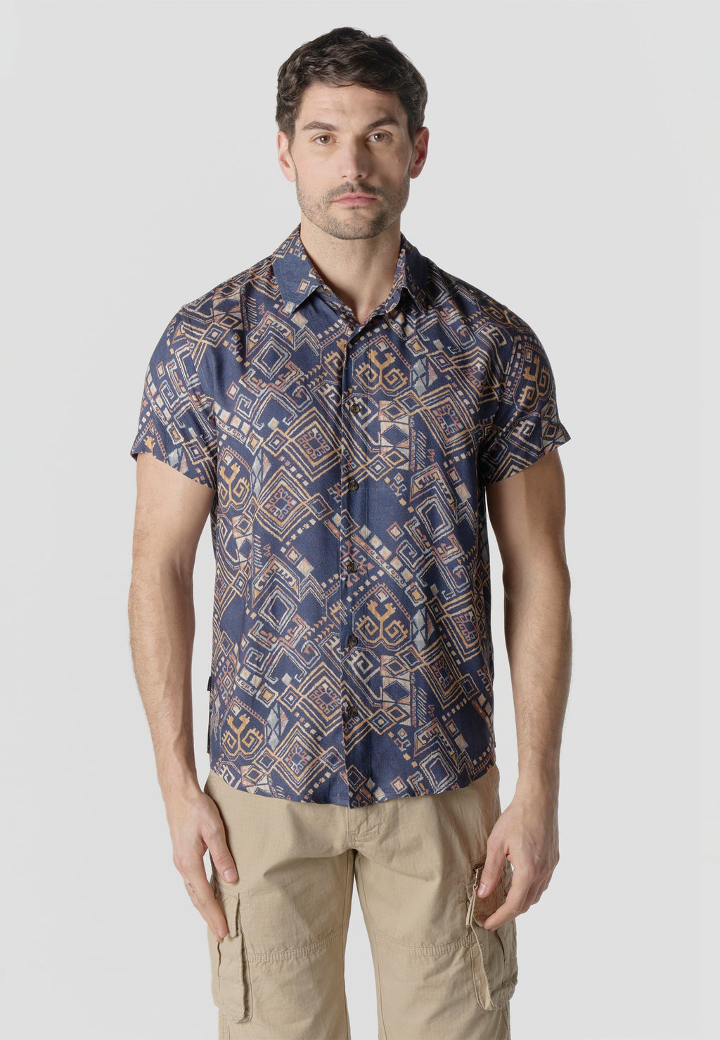 Camisa Hombre Manga Corta Estampado Multicolor Viscosa – Koroshi 2611CC41