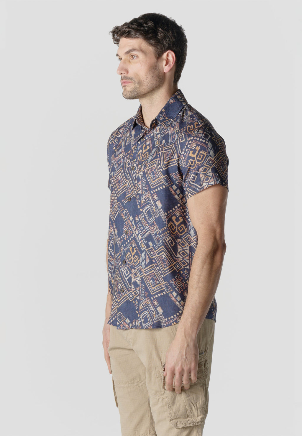 Camisa Hombre Manga Corta Estampado Multicolor Viscosa – Koroshi 2611CC41