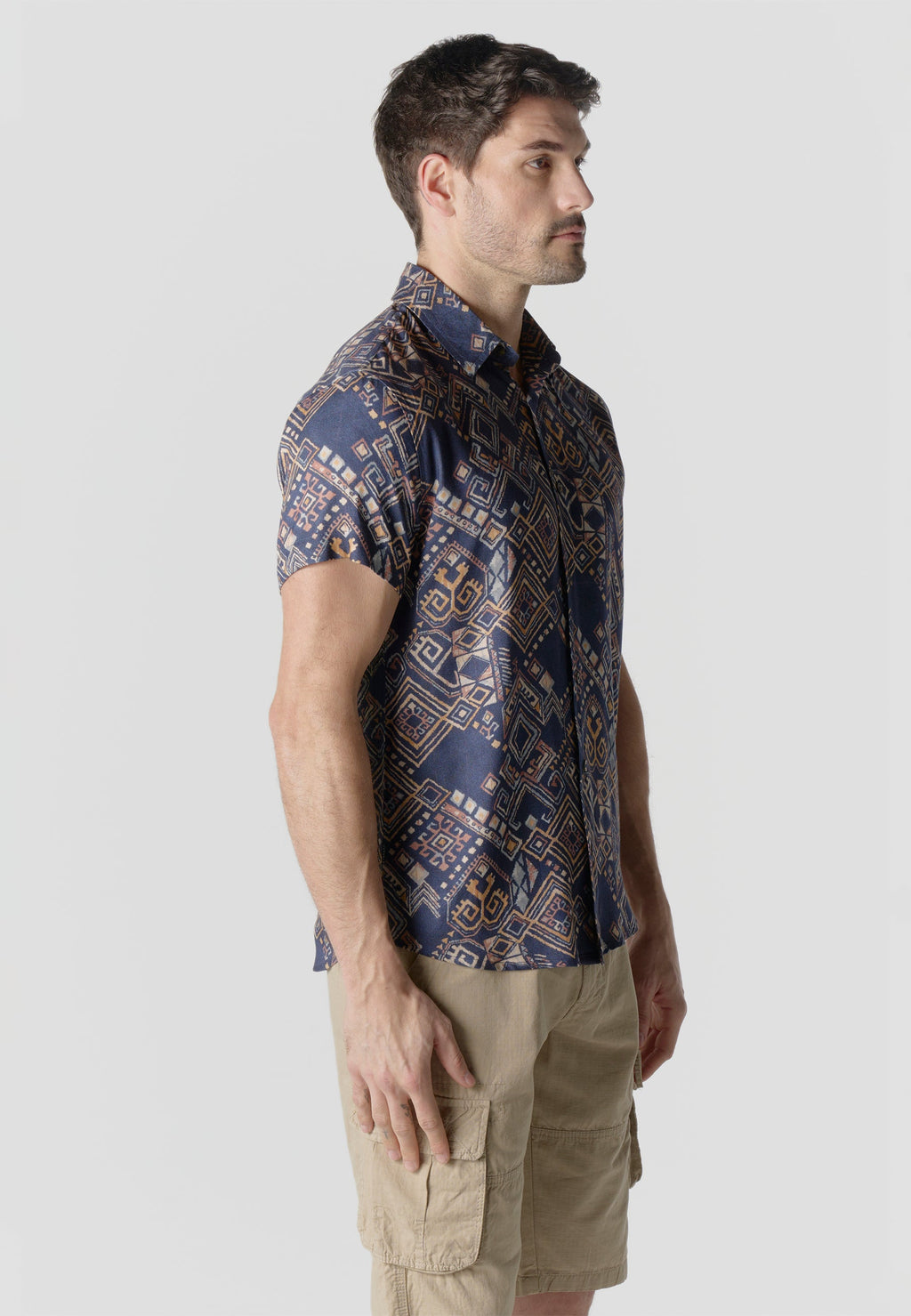 Camisa Hombre Manga Corta Estampado Multicolor Viscosa – Koroshi 2611CC41