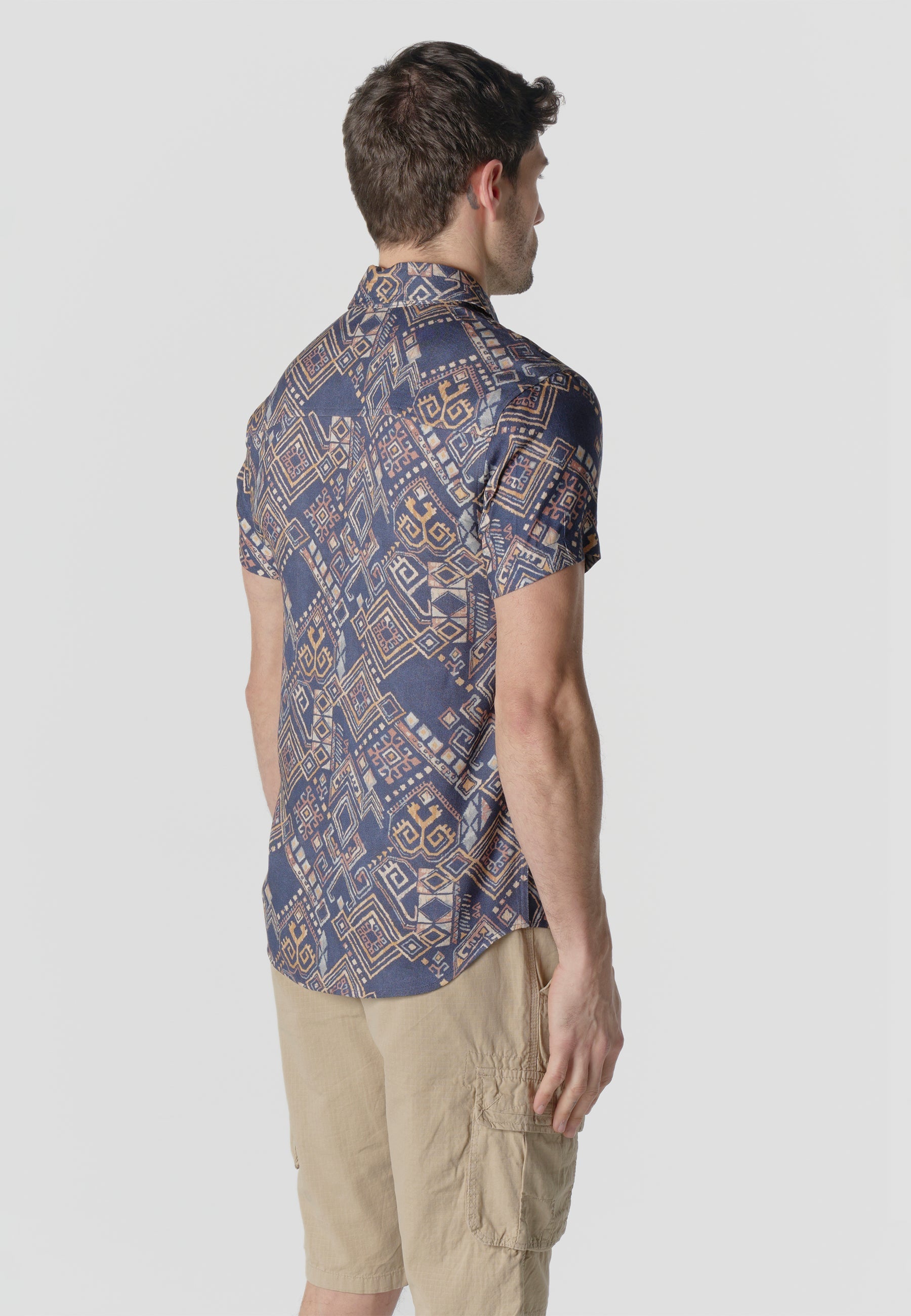 Camisa Hombre Manga Corta Estampado Multicolor Viscosa – Koroshi 2611CC41