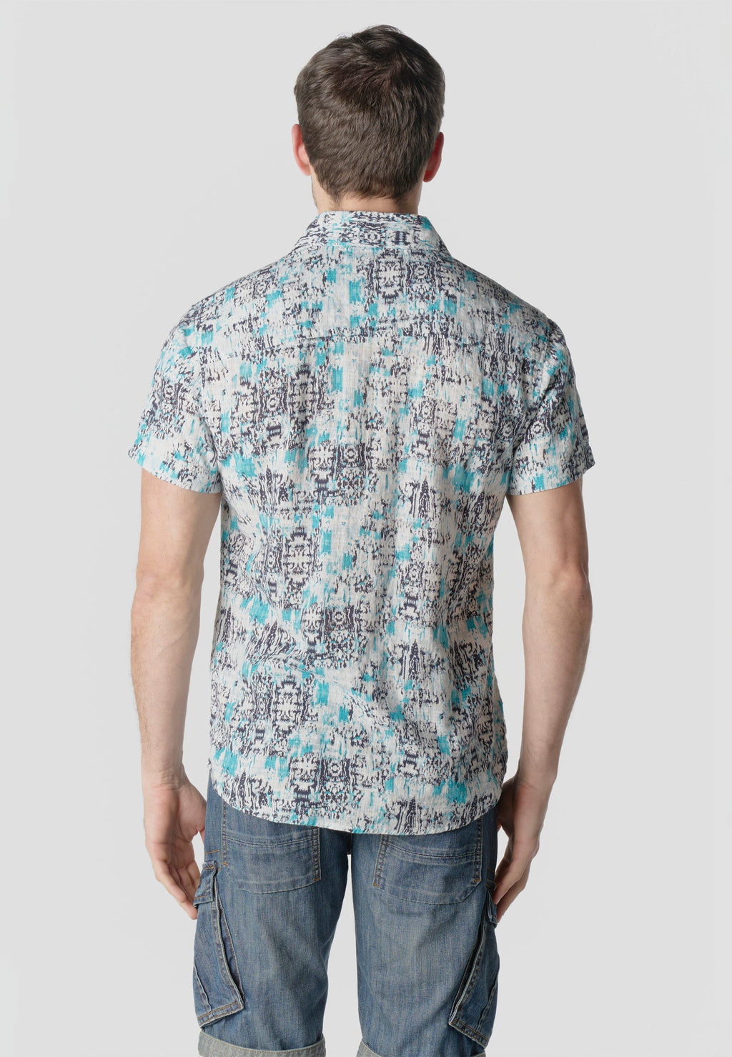 Camisa Hombre Manga Corta Estampada Algodón Slub Casual – Koroshi 2611CC42