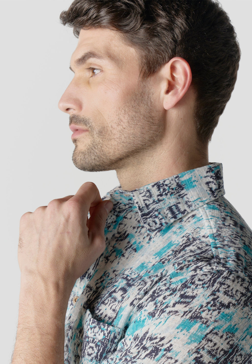 Camisa Hombre Manga Corta Estampada Algodón Slub Casual – Koroshi 2611CC42