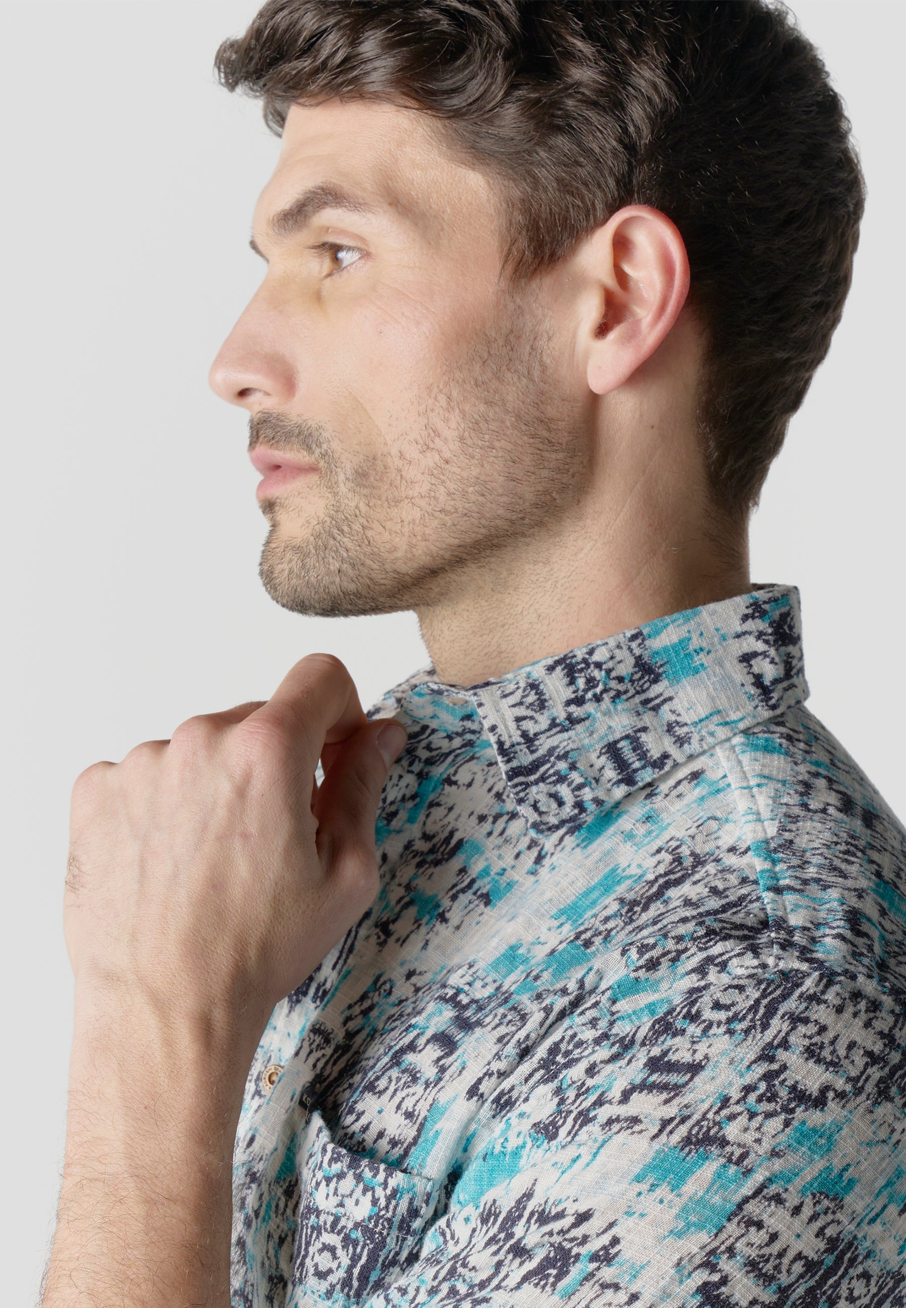 Camisa Hombre Manga Corta Estampada Algodón Slub Casual – Koroshi 2611CC42