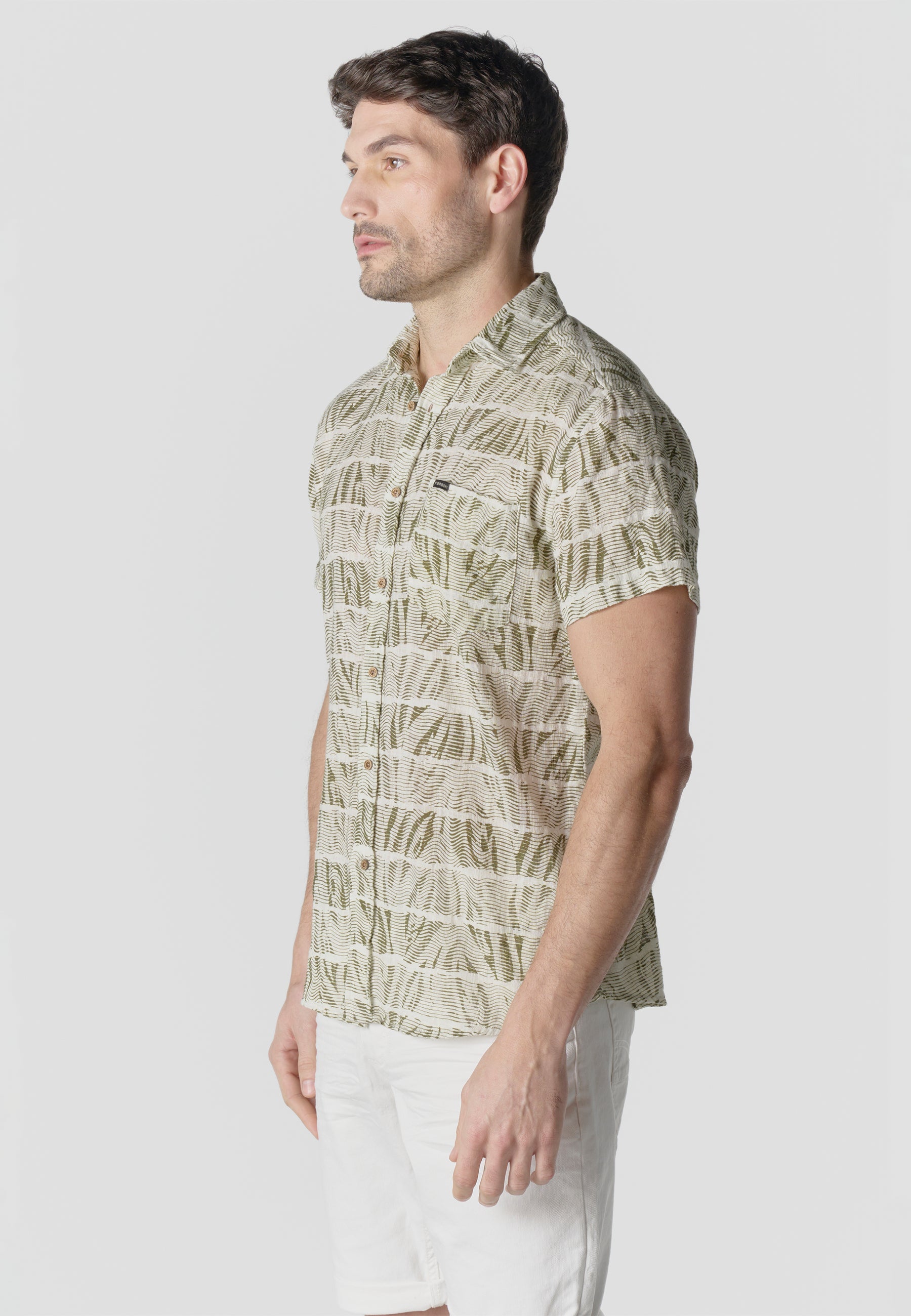 Camisa Hombre Manga Corta Estampada Algodón Slub Casual – Koroshi 2611CC42
