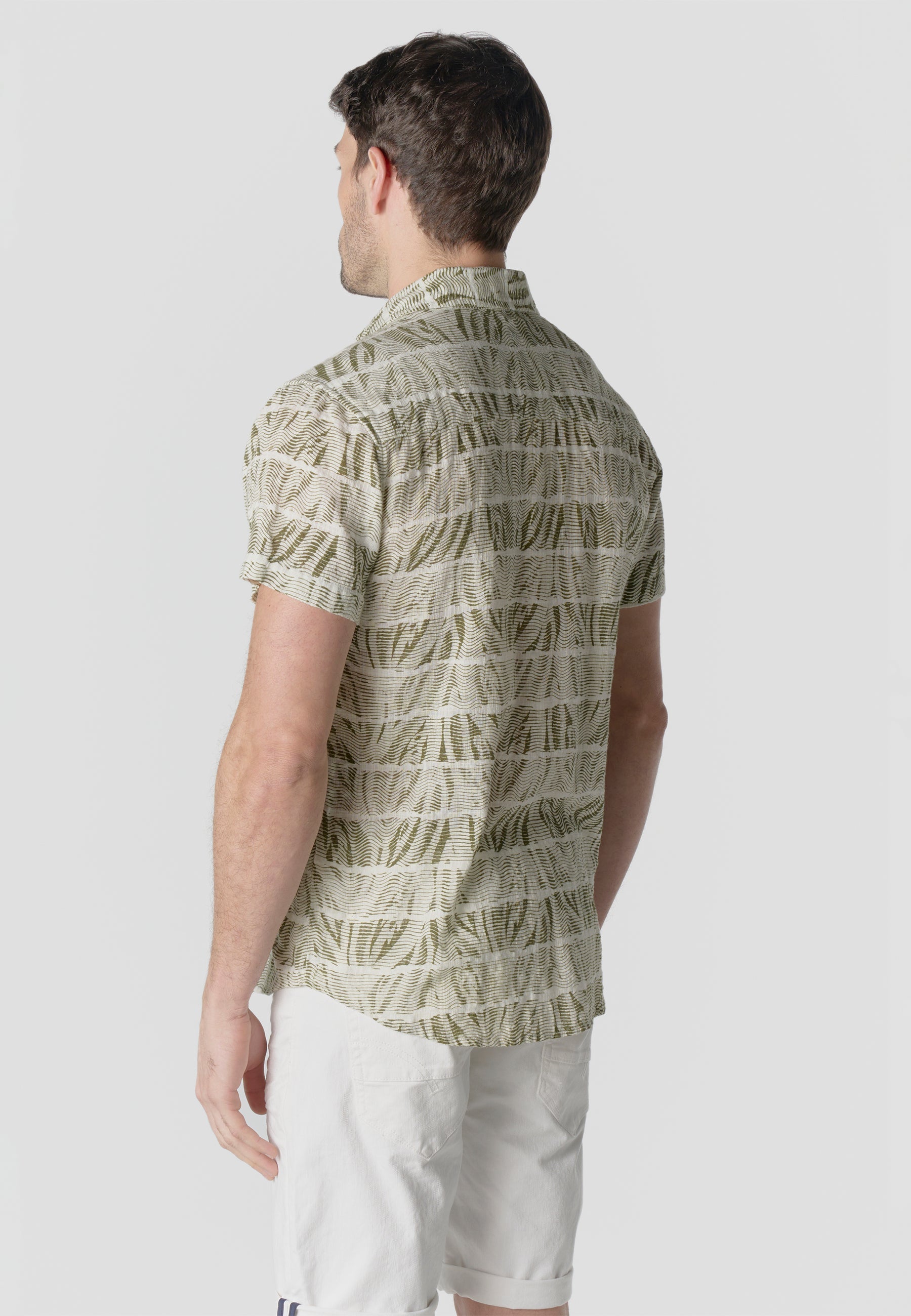 Camisa Hombre Manga Corta Estampada Algodón Slub Casual – Koroshi 2611CC42