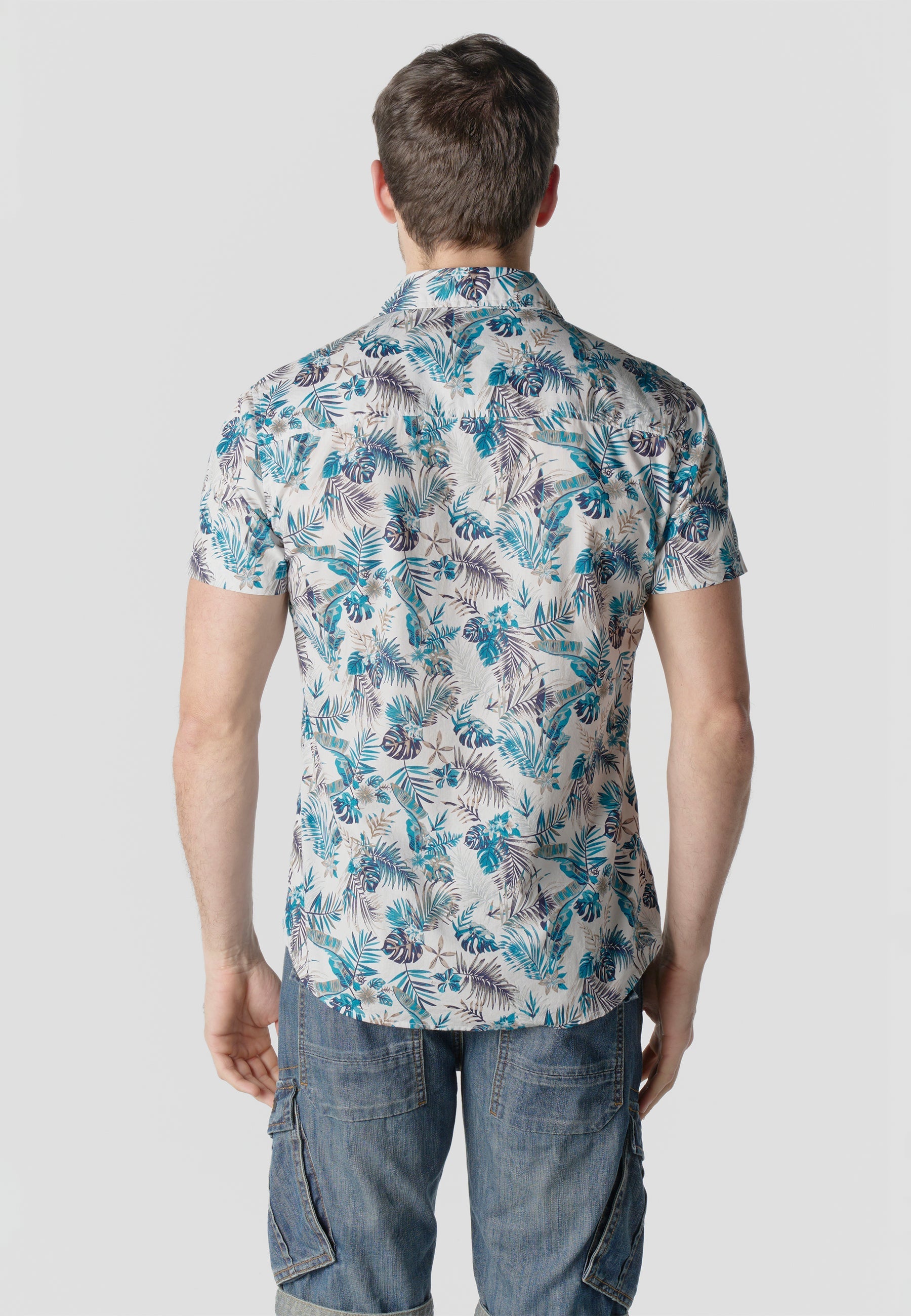 Camisa Hombre Manga Corta Algodón Estampado Tropical – Koroshi 2611CC43