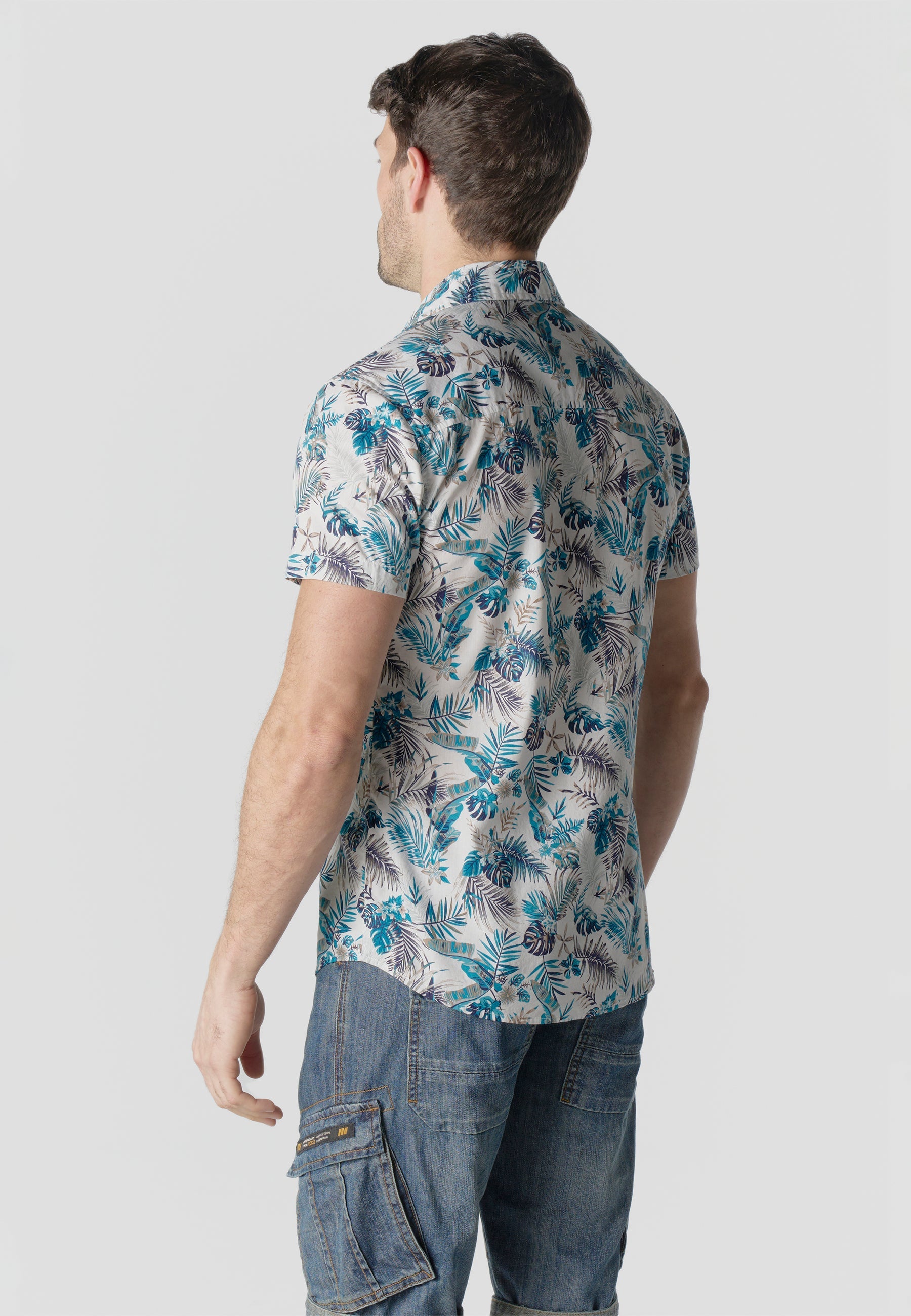 Camisa Hombre Manga Corta Algodón Estampado Tropical – Koroshi 2611CC43