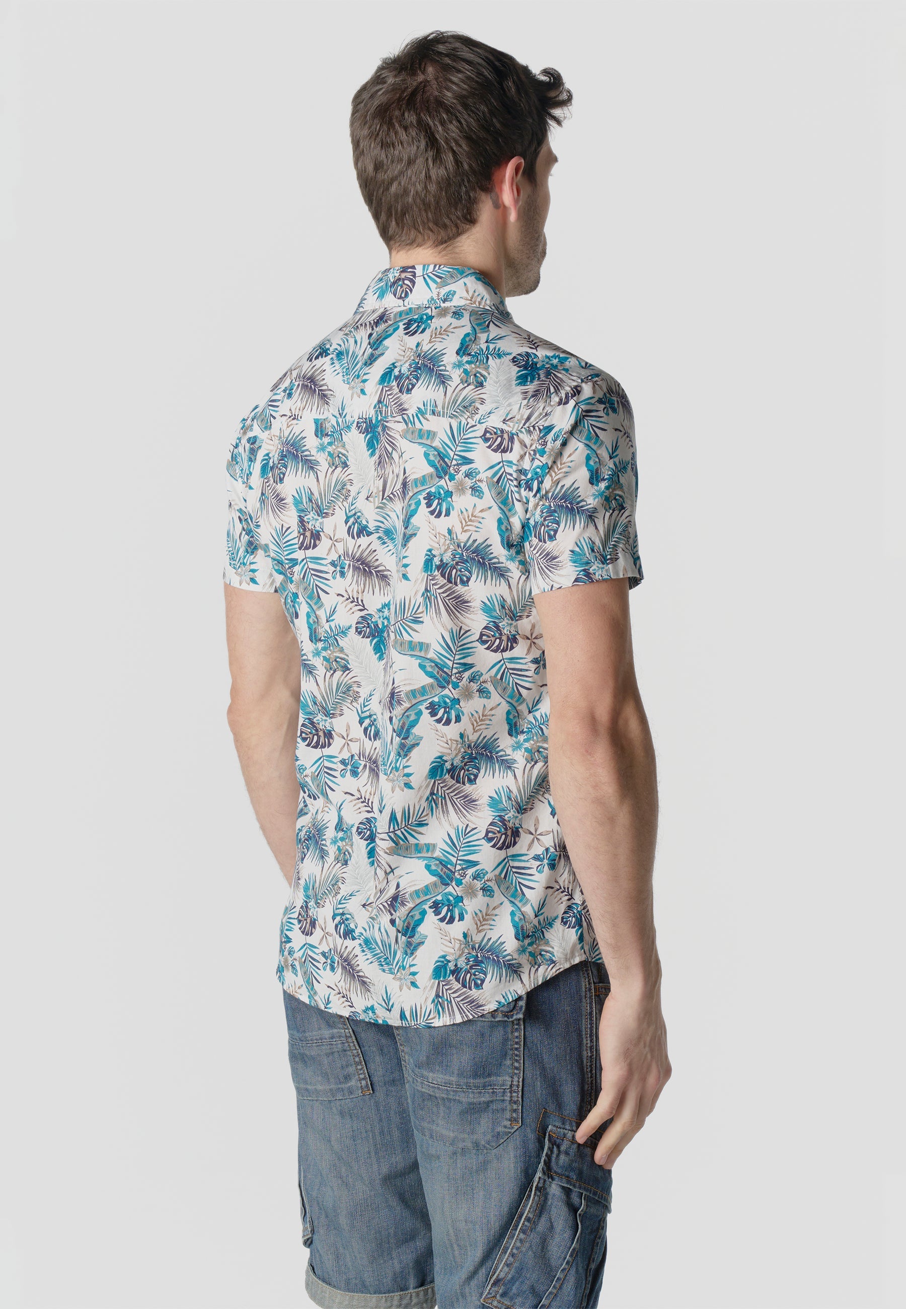 Camisa Hombre Manga Corta Algodón Estampado Tropical – Koroshi 2611CC43