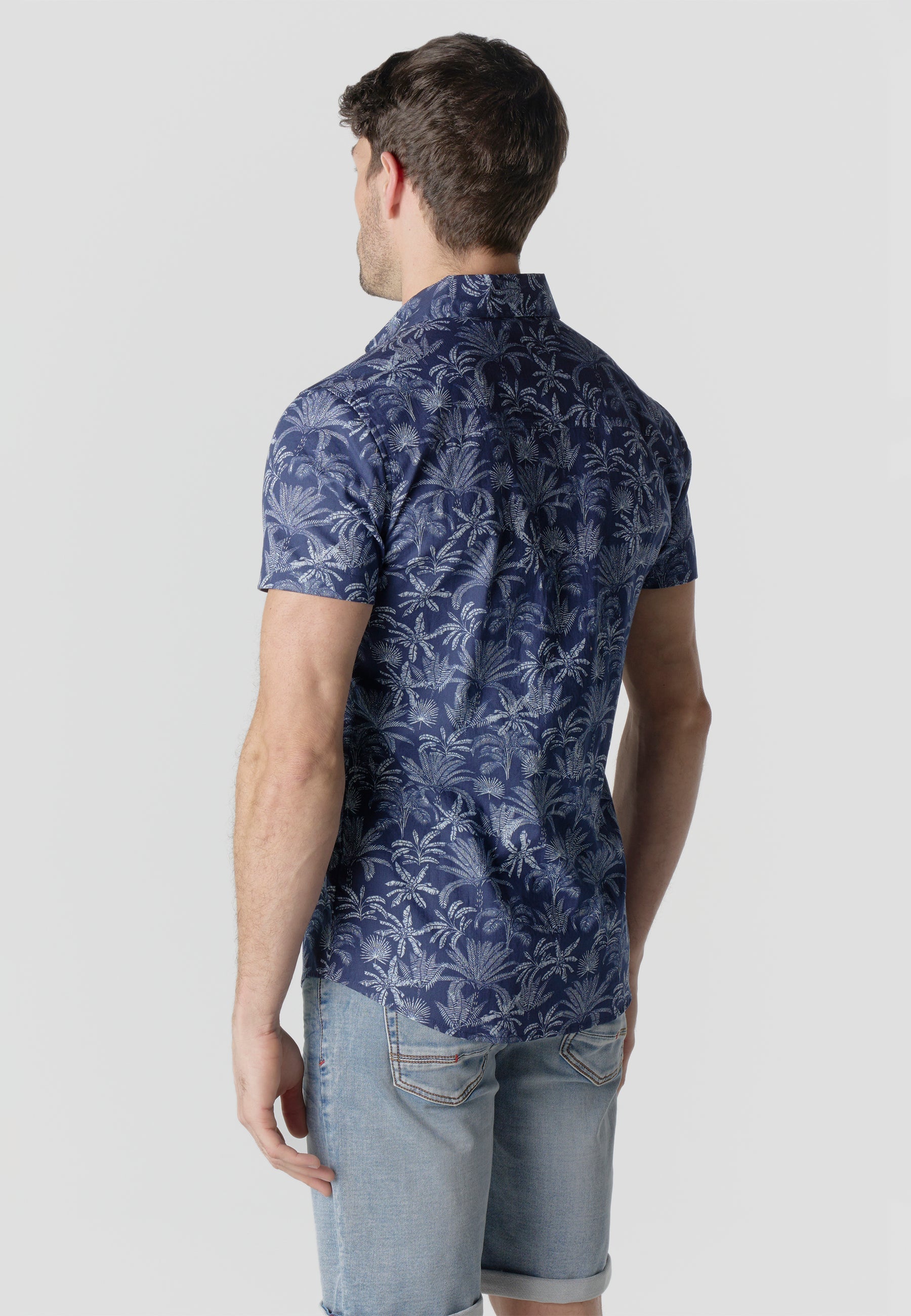 Camisa Hombre Manga Corta Algodón Estampado Tropical – Koroshi 2611CC43