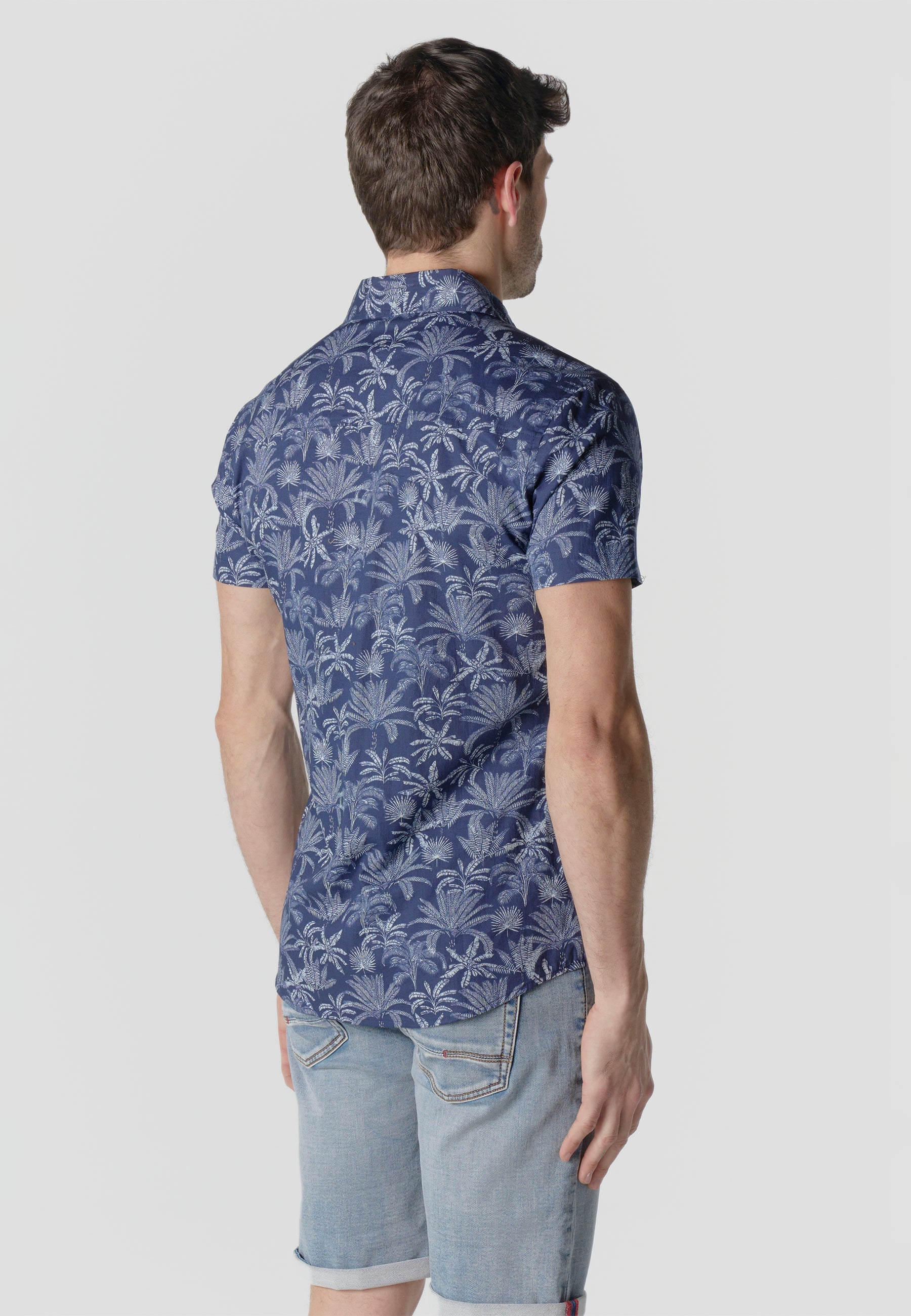 Camisa Hombre Manga Corta Algodón Estampado Tropical – Koroshi 2611CC43
