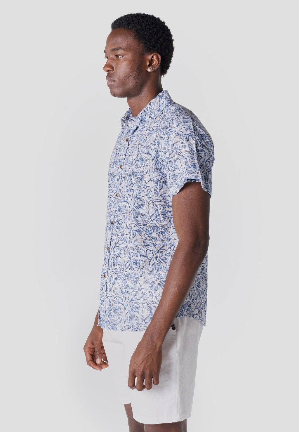 Camisa Hombre Manga Corta Algodón Slub Estampado Tropical – Koroshi 2611CC45