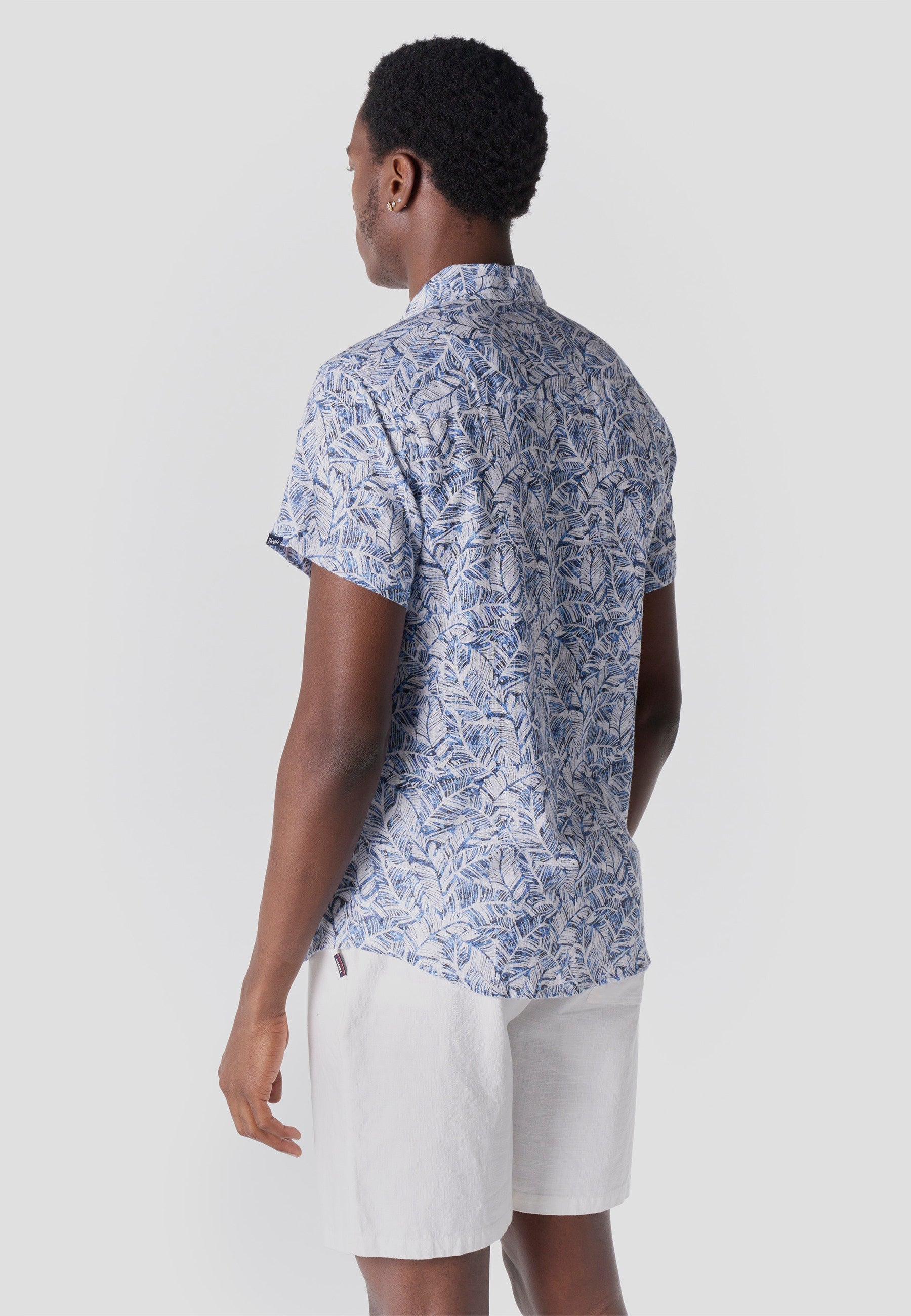 Camisa Hombre Manga Corta Algodón Slub Estampado Tropical – Koroshi 2611CC45