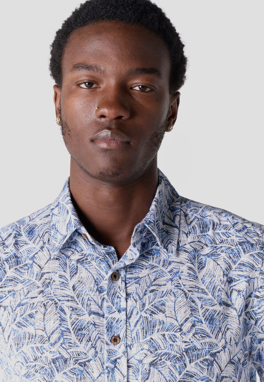 Camisa Hombre Manga Corta Algodón Slub Estampado Tropical – Koroshi 2611CC45