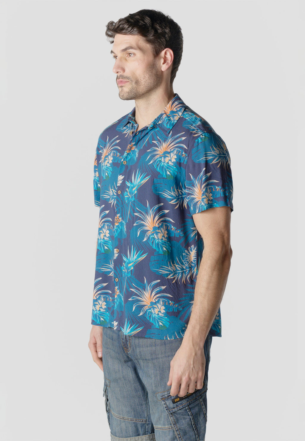 Camisa Hombre Manga Corta Relaxed Estampado Étnico Azteca Viscosa – Koroshi 2611CC49