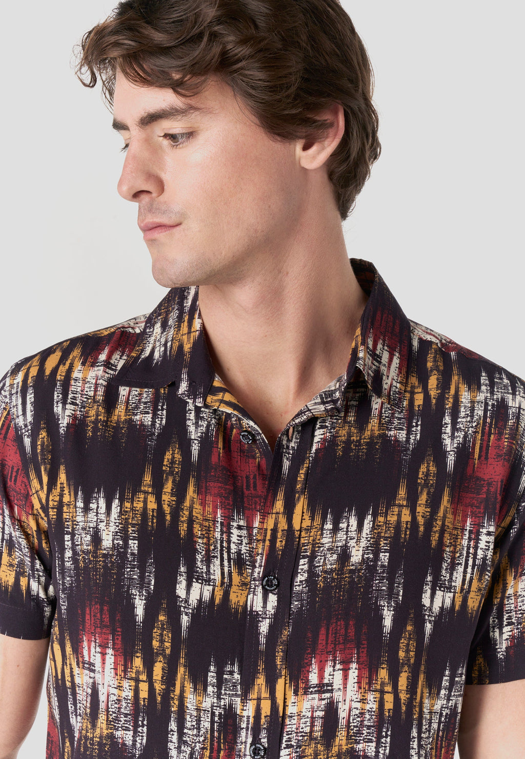 Camisa Hombre Manga Corta Estampada Viscosa Negra – Koroshi 2611CC50
