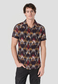Camisa Hombre Manga Corta Estampada Viscosa Negra – Koroshi 2611CC50