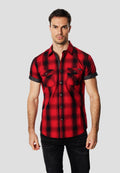 Camisa Hombre Manga Corta Cuadros Algodón Bolsillos – Koroshi 2611CC56