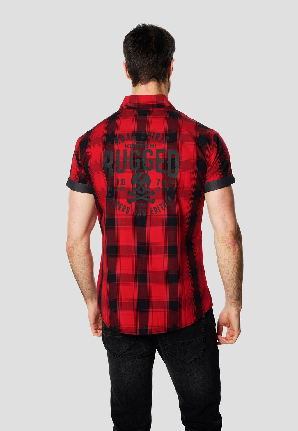 Camisa Hombre Manga Corta Cuadros Algodón Bolsillos – Koroshi 2611CC56