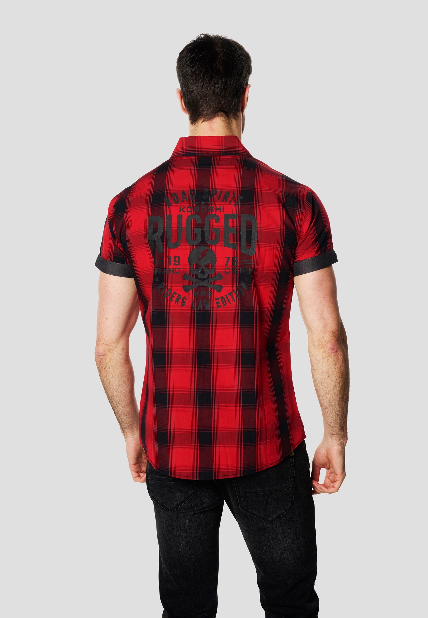 Camisa Hombre Manga Corta Cuadros Algodón Bolsillos – Koroshi 2611CC56