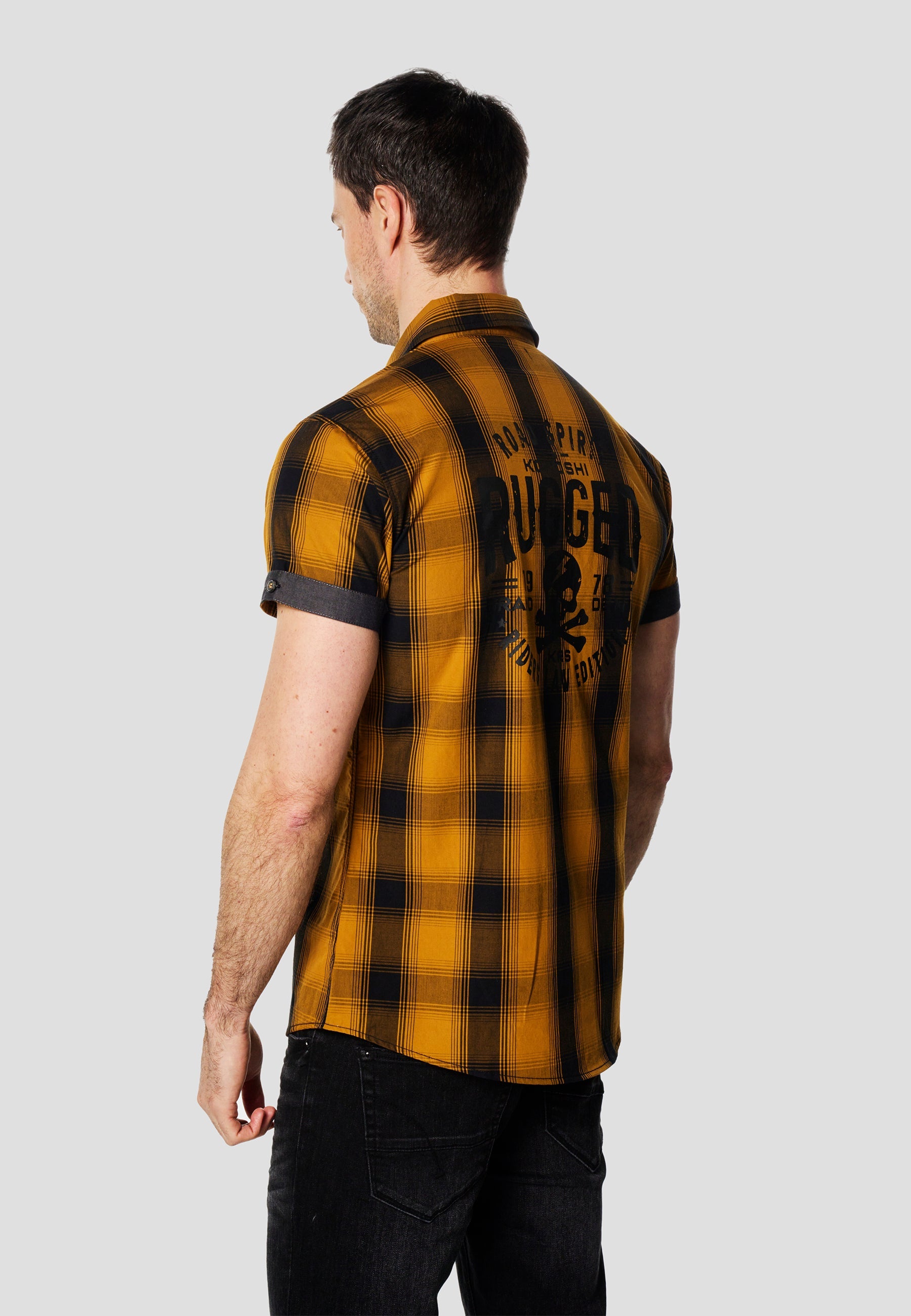 Camisa Hombre Manga Corta Cuadros Algodón Bolsillos – Koroshi 2611CC56
