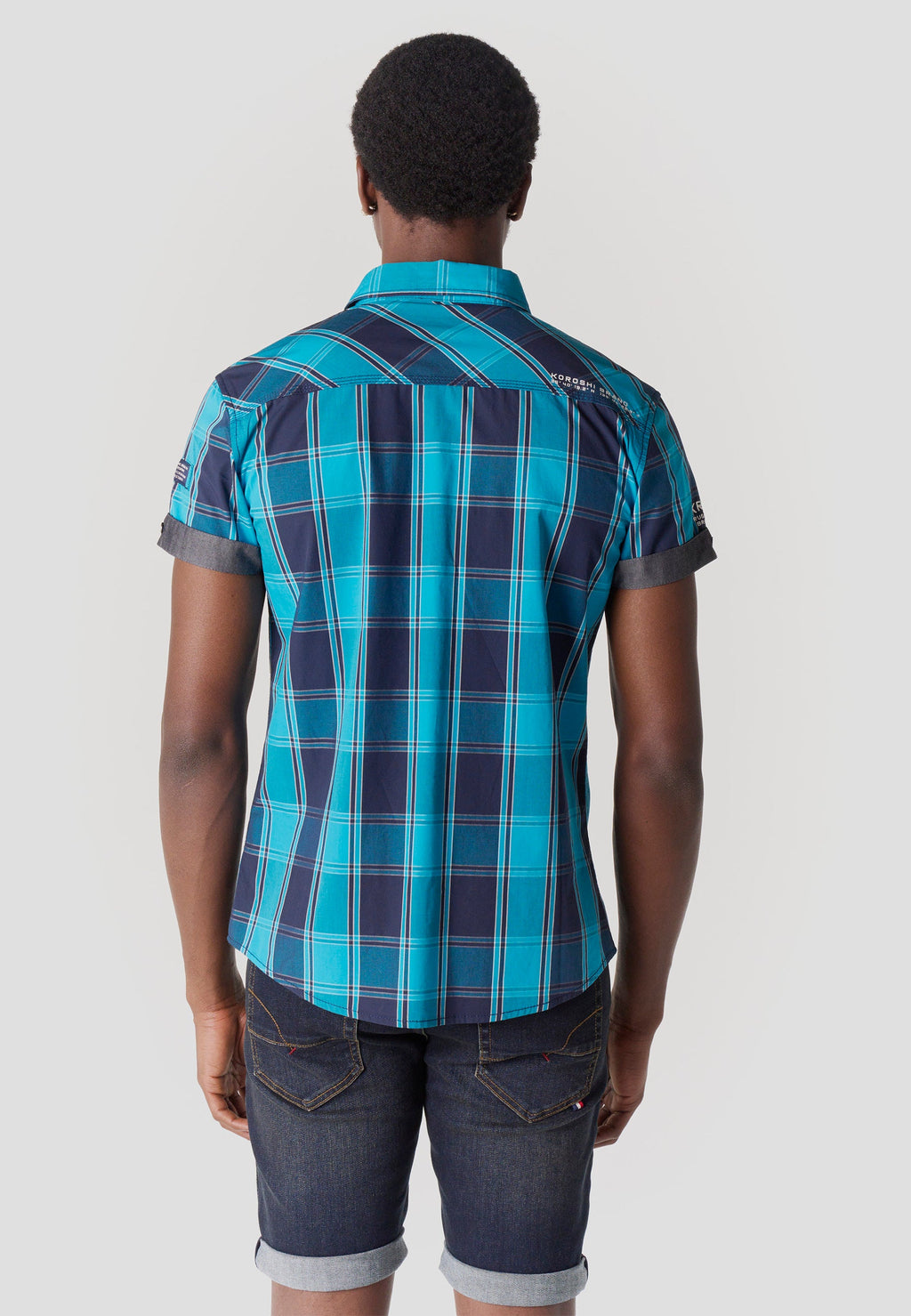 Camisa Hombre Manga Corta Cuadros Popelín Algodón – Koroshi 2611CC57
