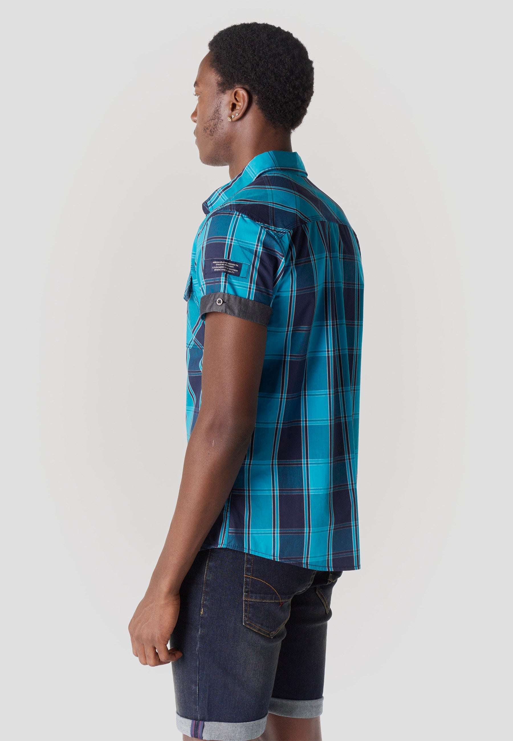 Camisa Hombre Manga Corta Cuadros Popelín Algodón – Koroshi 2611CC57