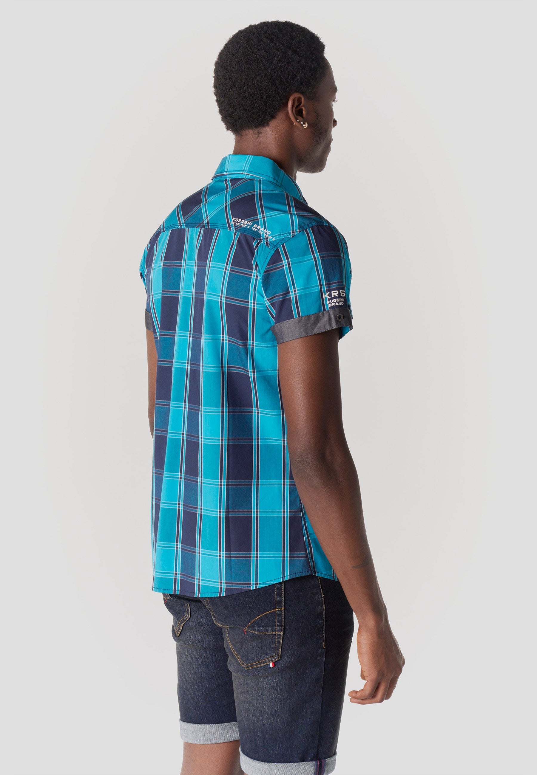 Camisa Hombre Manga Corta Cuadros Popelín Algodón – Koroshi 2611CC57