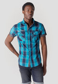 Camisa Hombre Manga Corta Cuadros Popelín Algodón – Koroshi 2611CC57