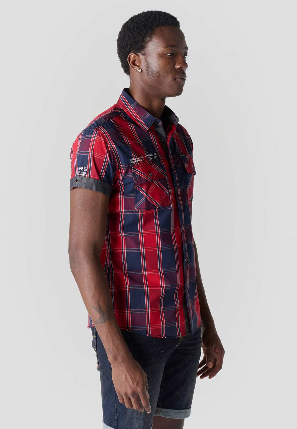 Camisa Hombre Manga Corta Cuadros Popelín Algodón – Koroshi 2611CC57