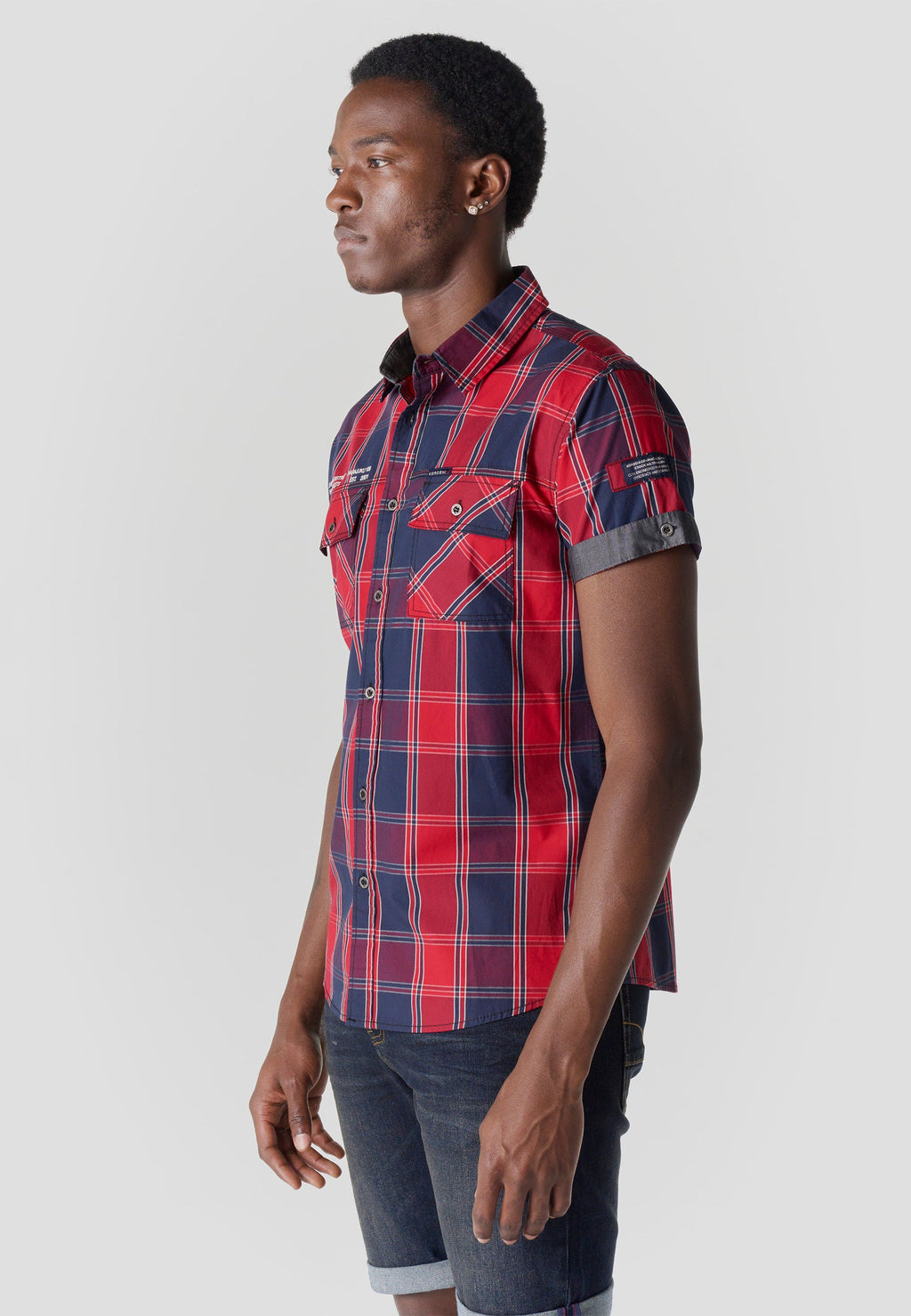 Camisa Hombre Manga Corta Cuadros Popelín Algodón – Koroshi 2611CC57