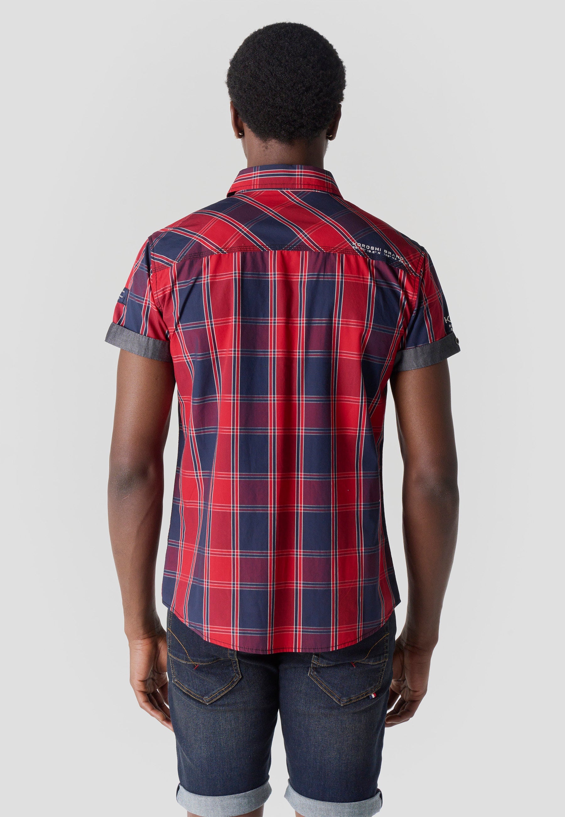 Camisa Hombre Manga Corta Cuadros Popelín Algodón – Koroshi 2611CC57