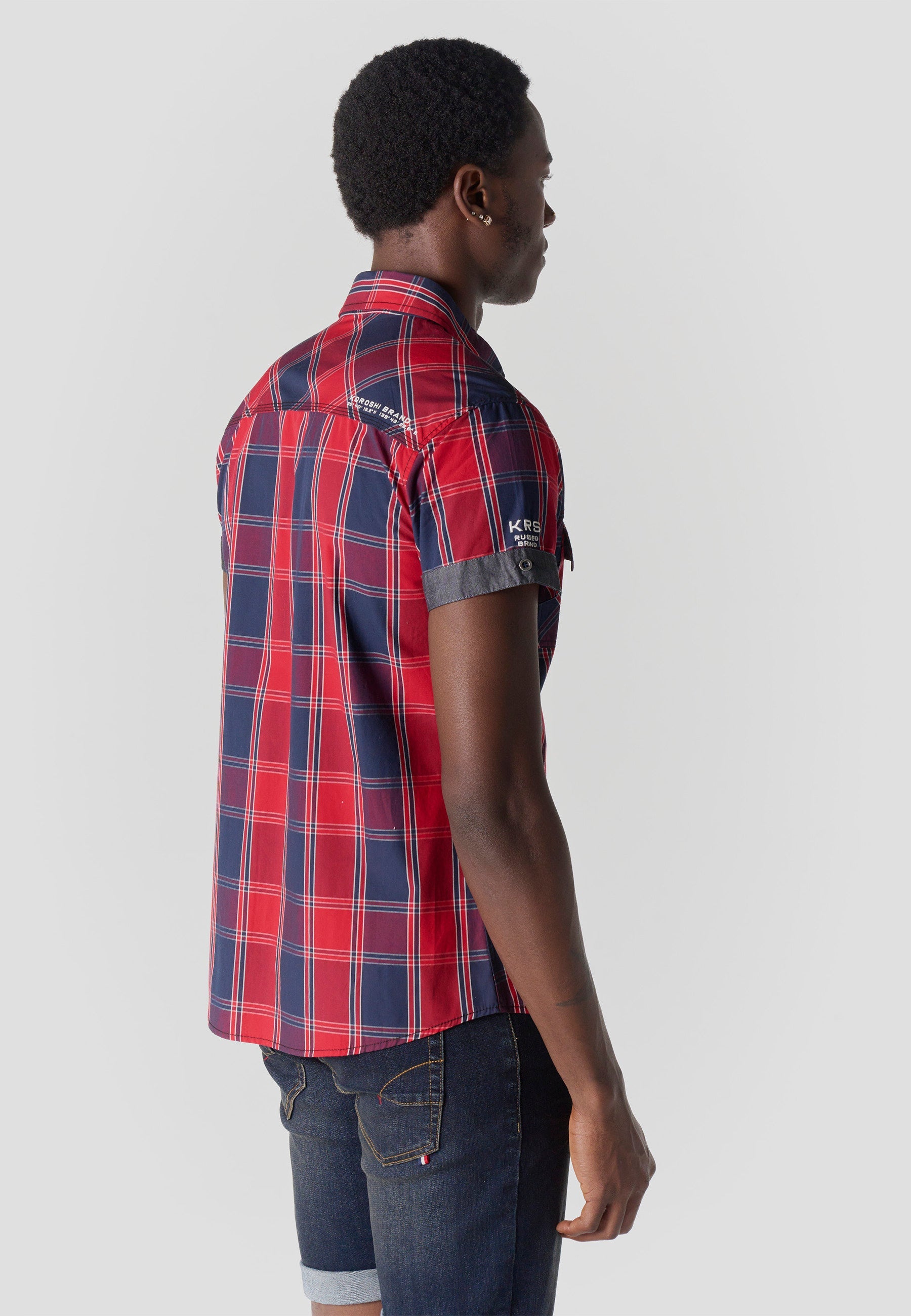 Camisa Hombre Manga Corta Cuadros Popelín Algodón – Koroshi 2611CC57