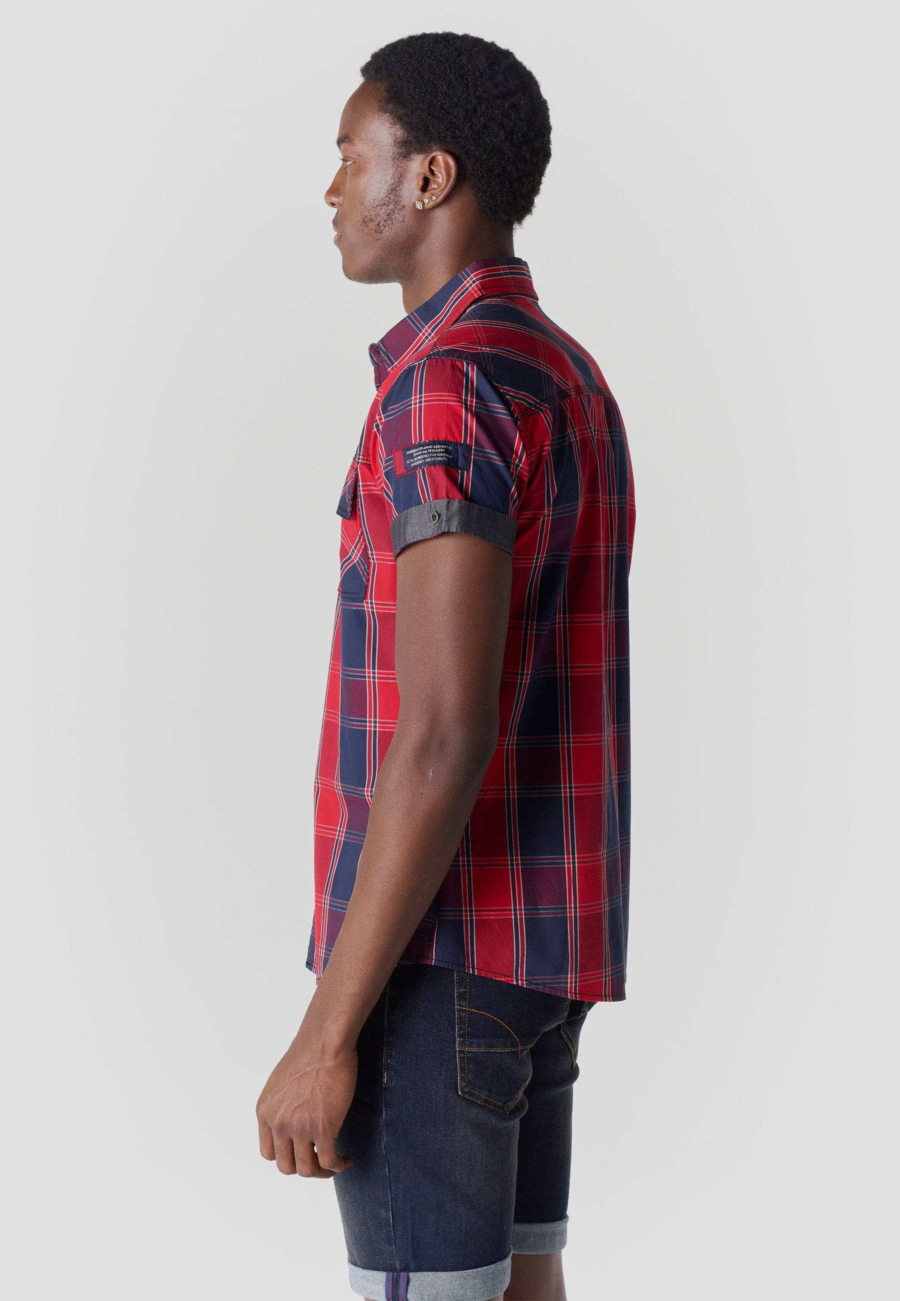 Camisa Hombre Manga Corta Cuadros Popelín Algodón – Koroshi 2611CC57
