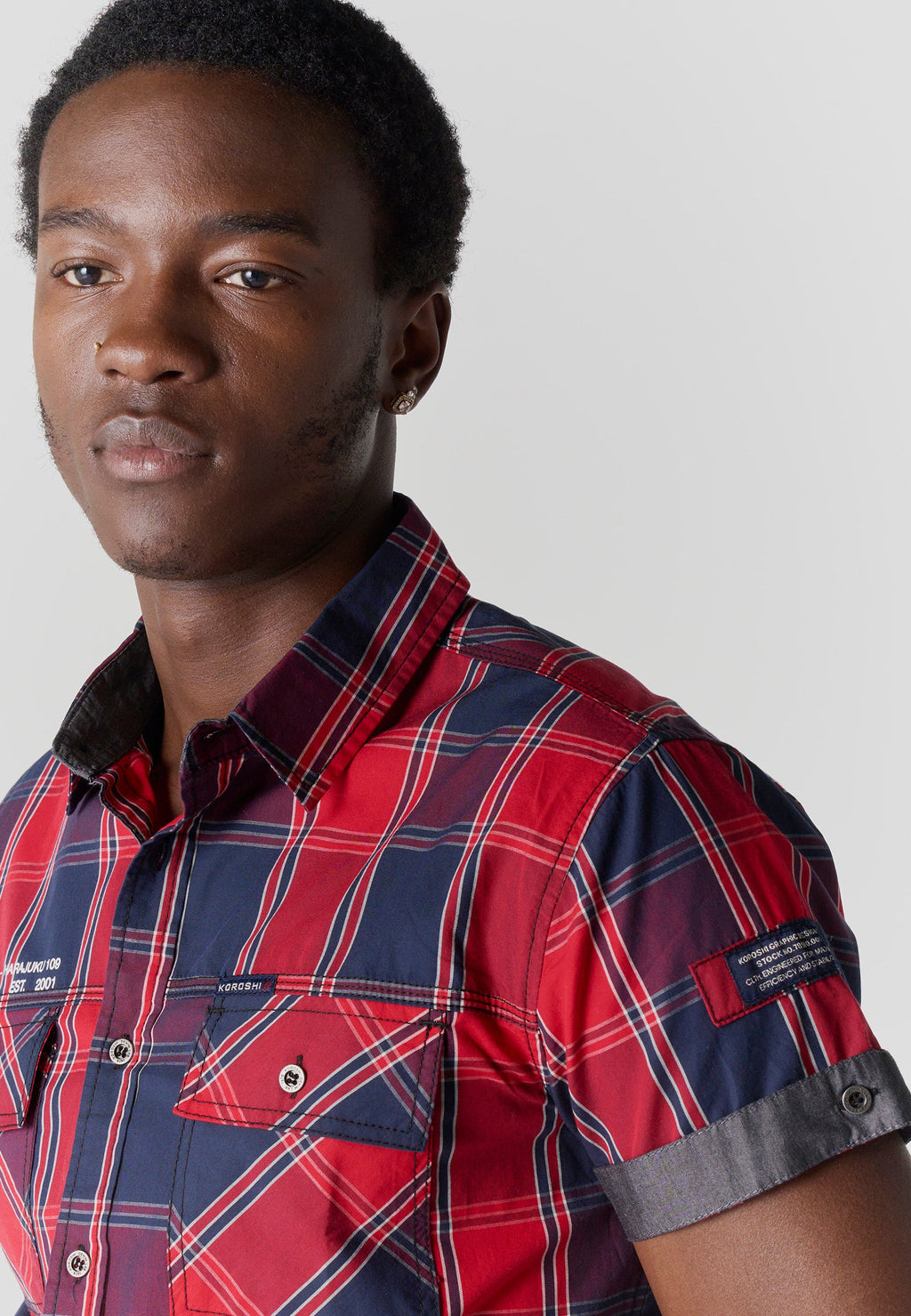Camisa Hombre Manga Corta Cuadros Popelín Algodón – Koroshi 2611CC57