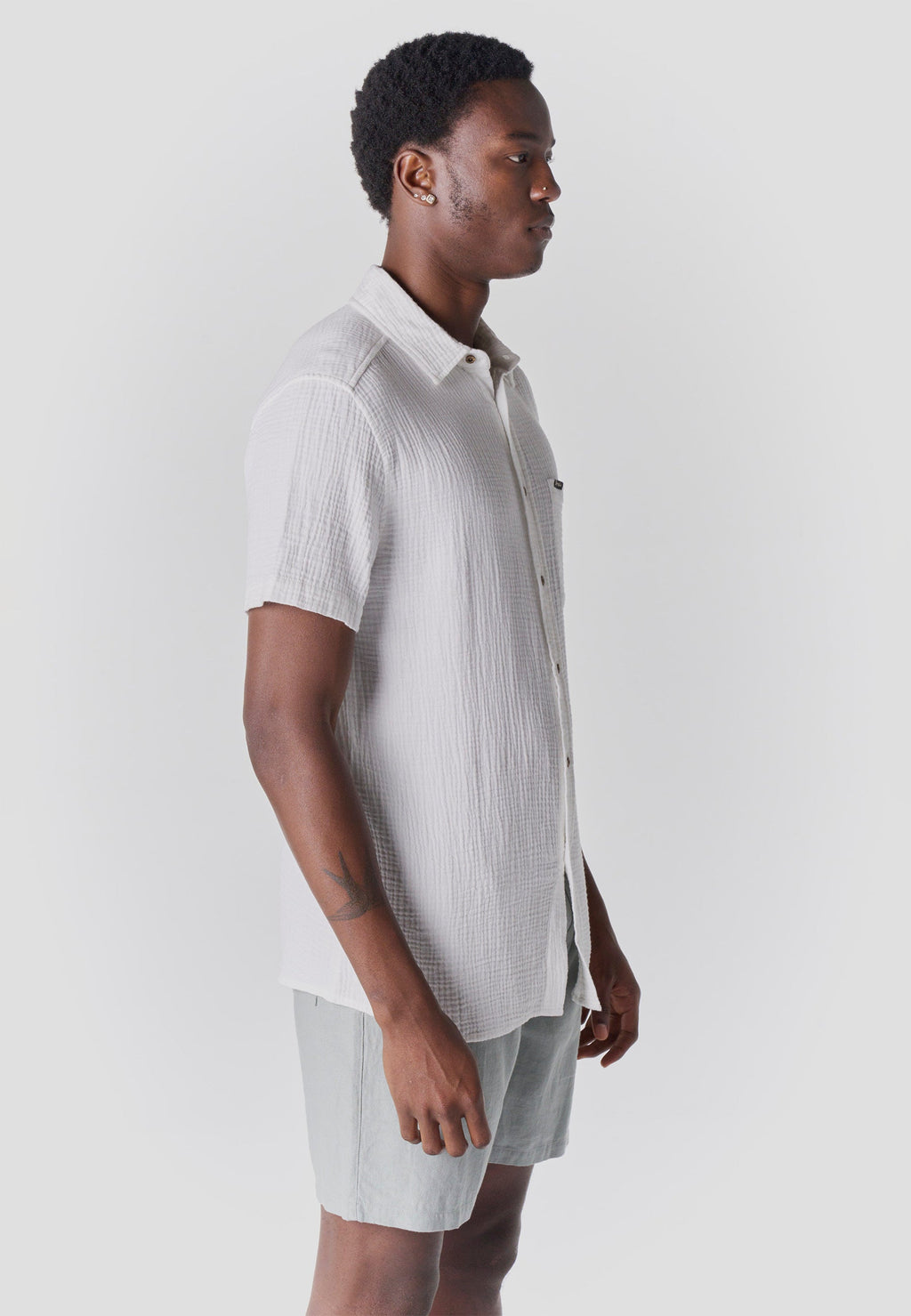 Camisa Hombre Manga Corta Casual Relaxed Algodón Texturizado – Koroshi 2611CC59