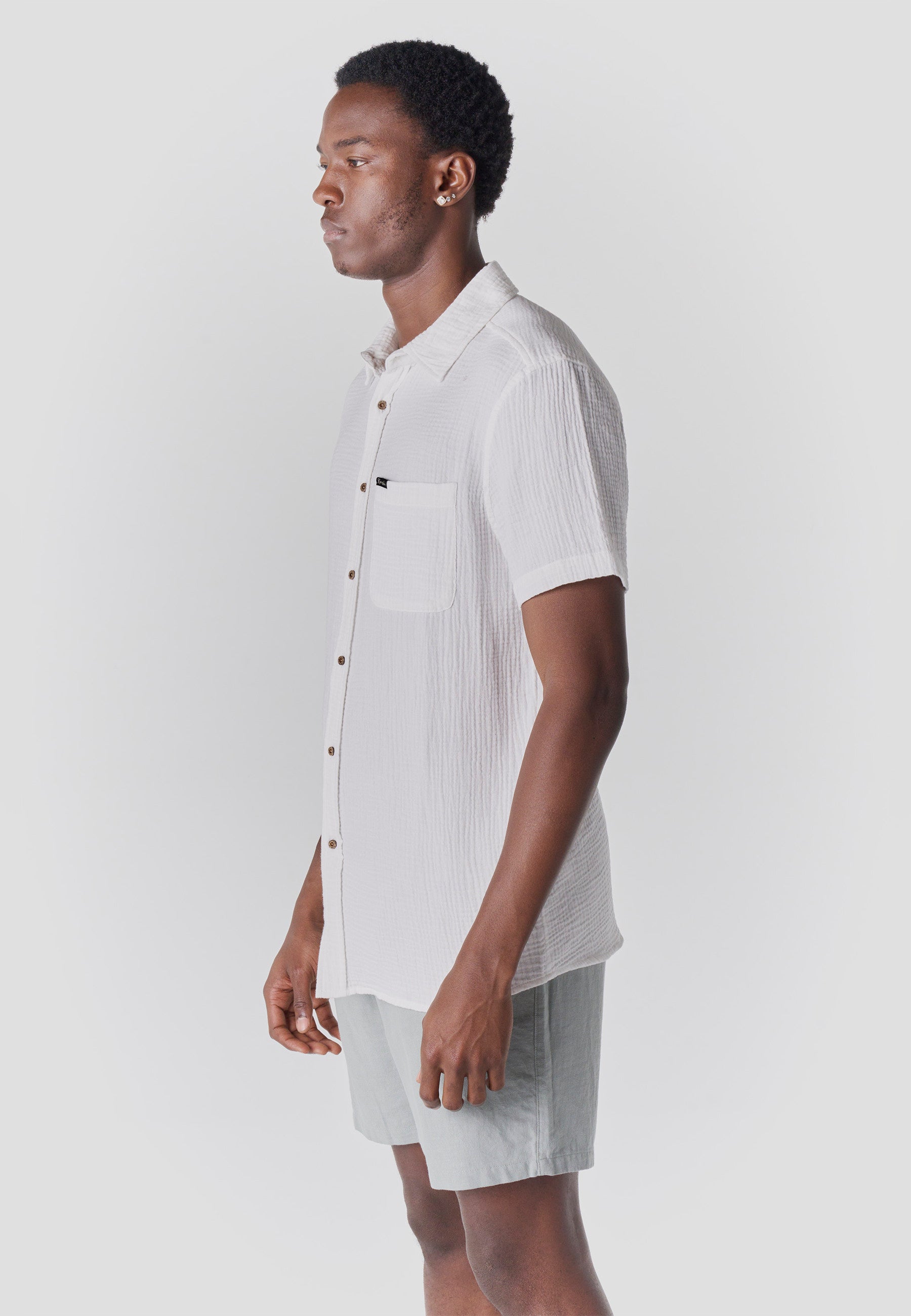 Camisa Hombre Manga Corta Casual Relaxed Algodón Texturizado – Koroshi 2611CC59