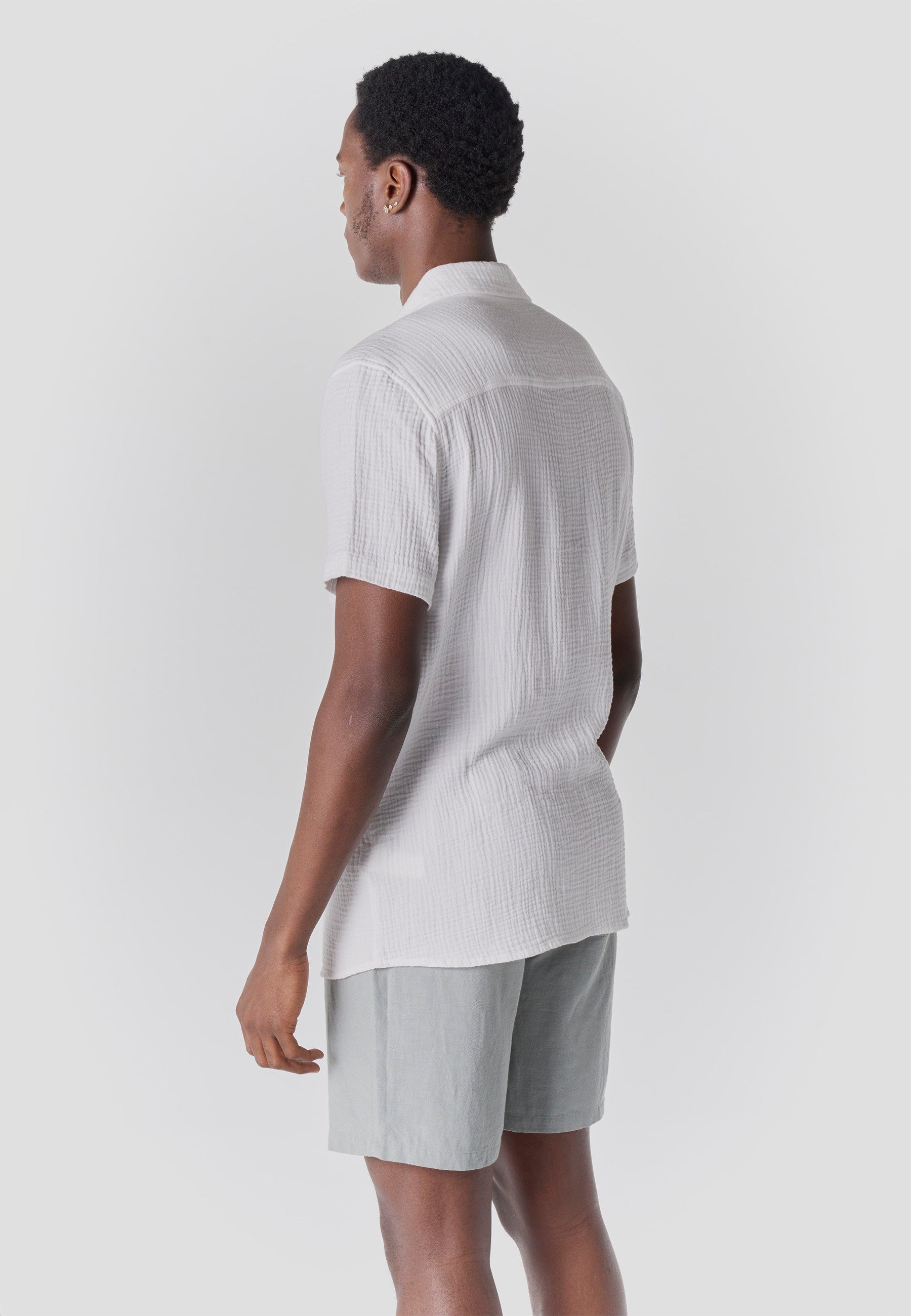Camisa Hombre Manga Corta Casual Relaxed Algodón Texturizado – Koroshi 2611CC59