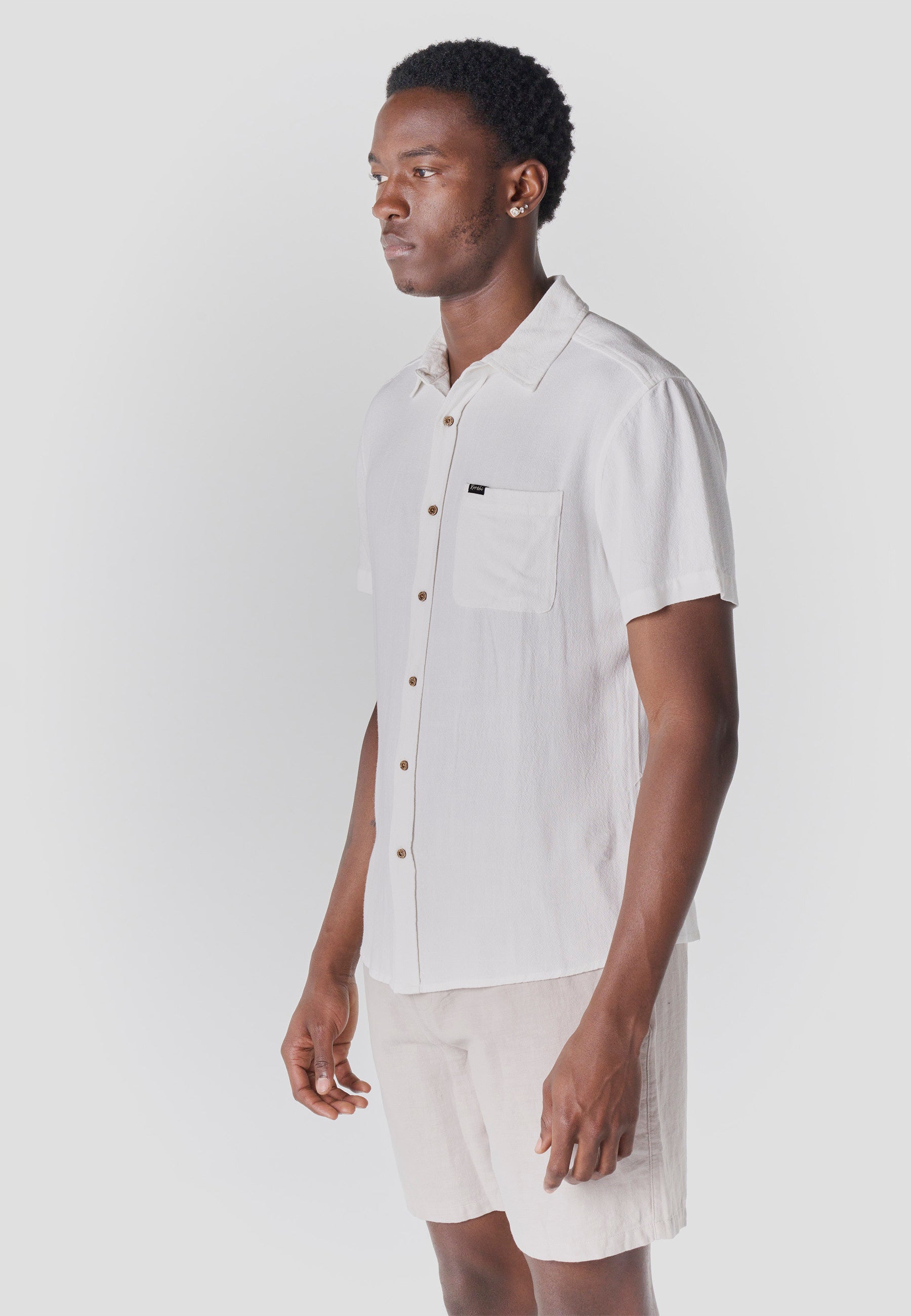 Camisa Hombre Manga Corta Casual Relaxed Viscosa Lino – Koroshi 2611CC62