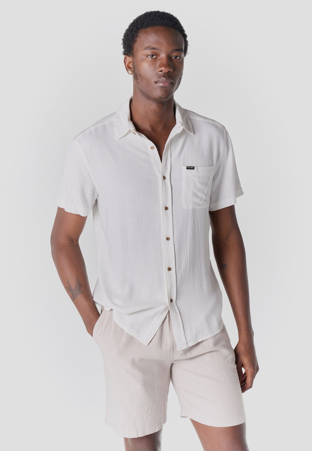 Camisa Hombre Manga Corta Casual Relaxed Viscosa Lino – Koroshi 2611CC62