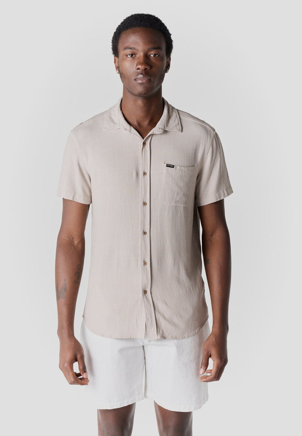 Camisa Hombre Manga Corta Casual Relaxed Viscosa Lino – Koroshi 2611CC62