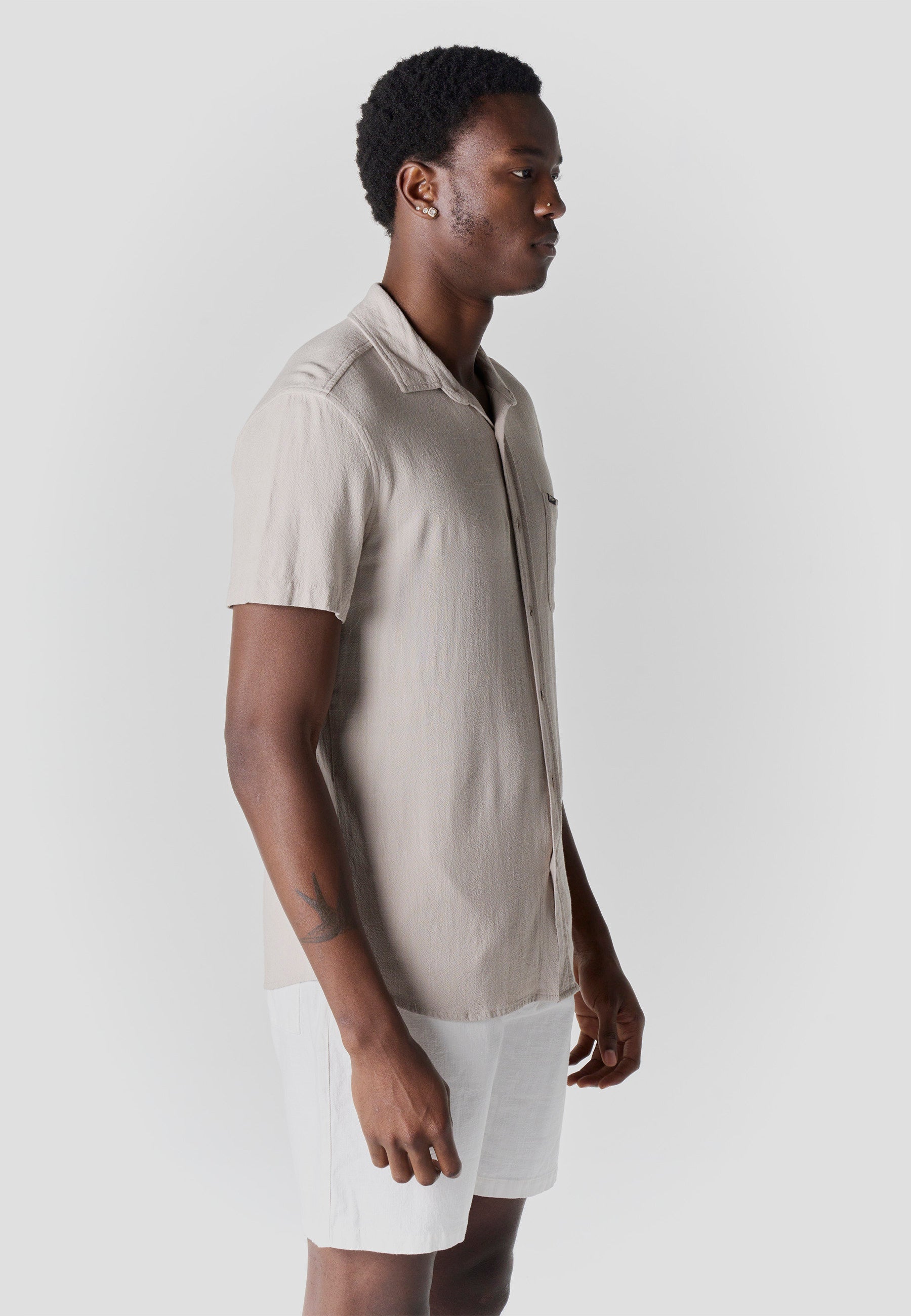 Camisa Hombre Manga Corta Casual Relaxed Viscosa Lino – Koroshi 2611CC62