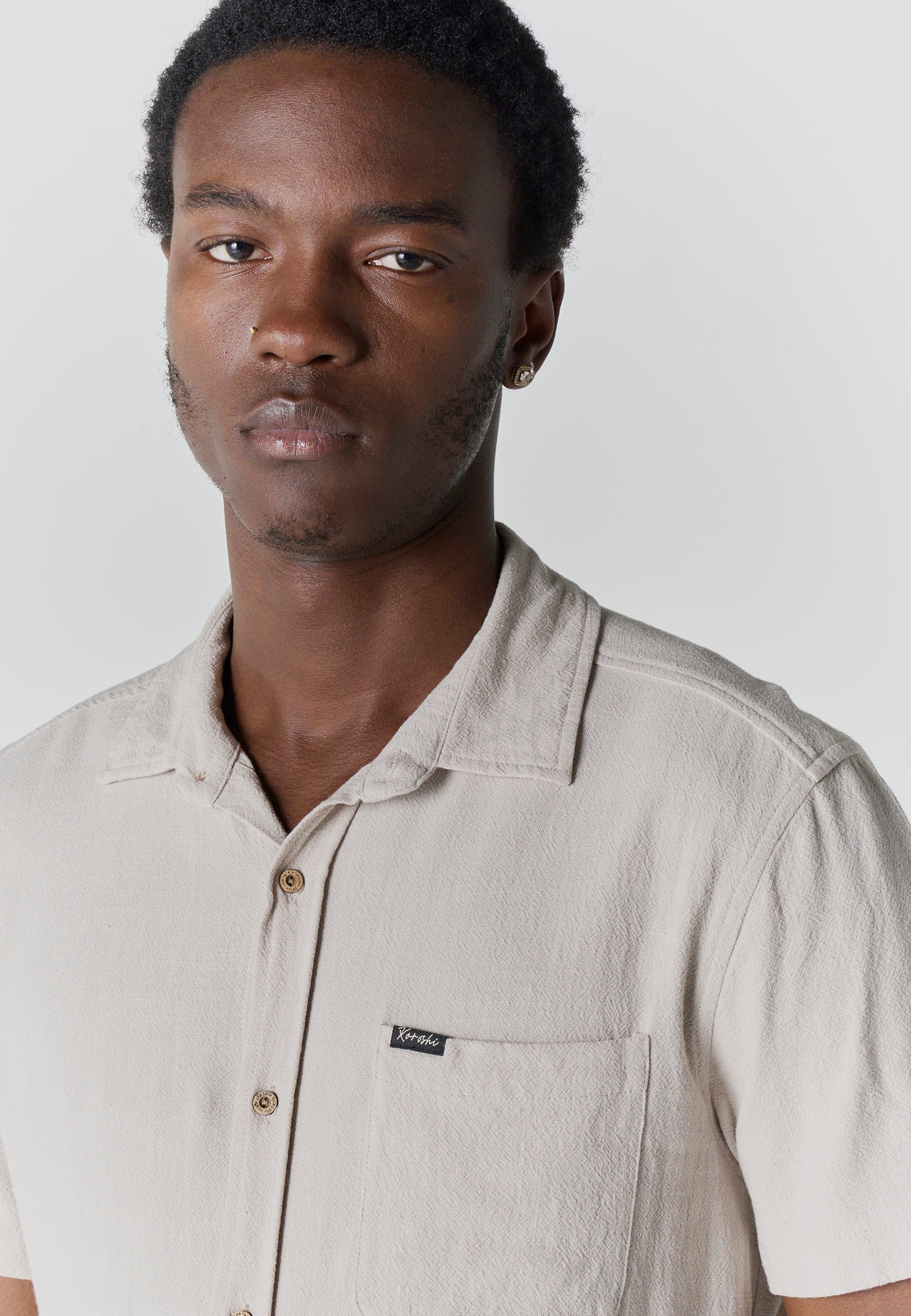 Camisa Hombre Manga Corta Casual Relaxed Viscosa Lino – Koroshi 2611CC62