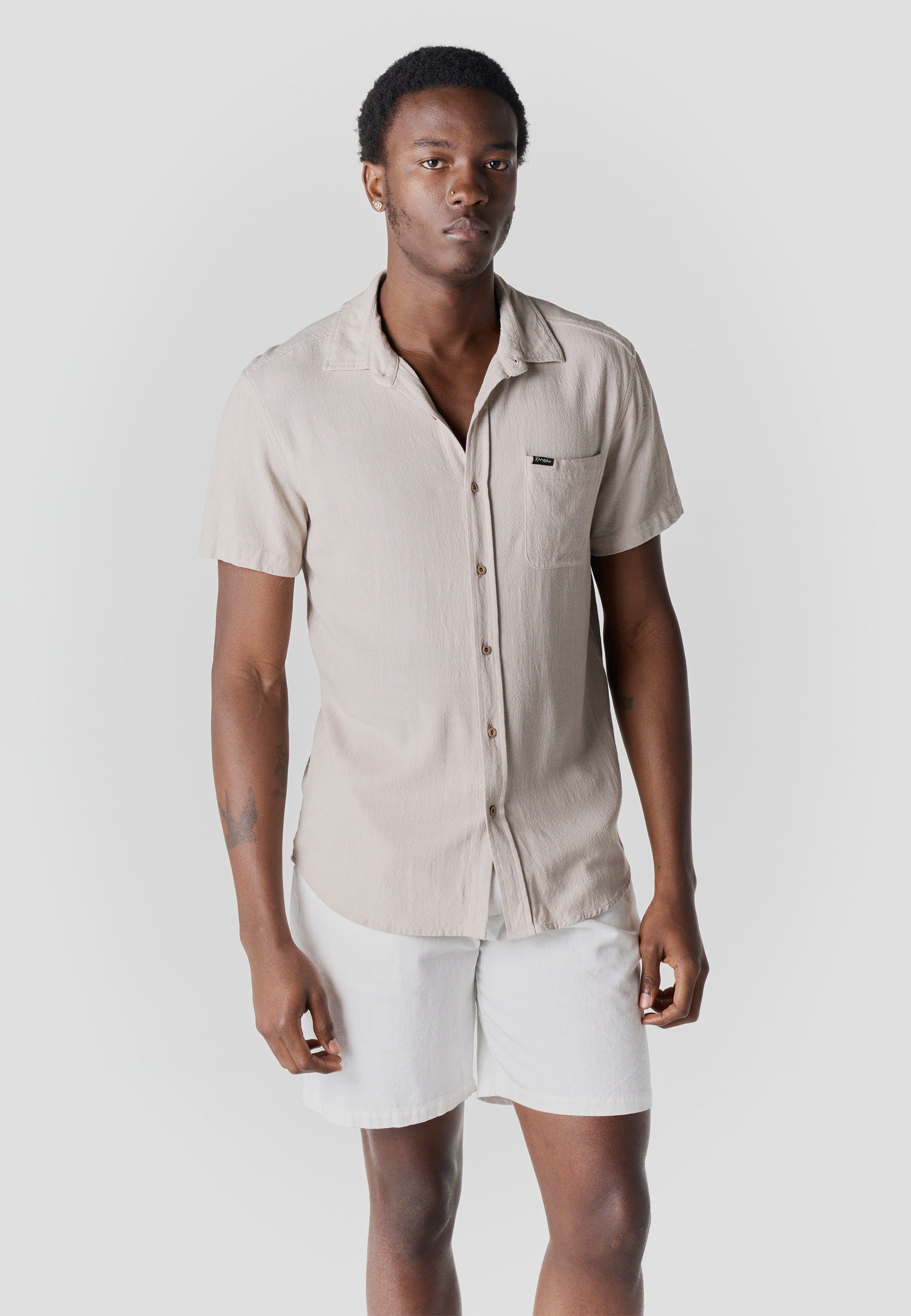 Camisa Hombre Manga Corta Casual Relaxed Viscosa Lino – Koroshi 2611CC62
