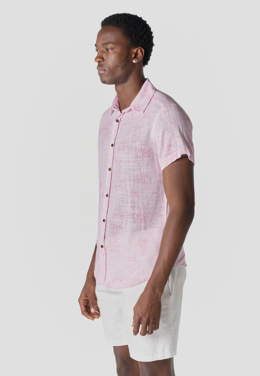 Camisa Hombre Manga Corta Casual Algodón Rosa – Koroshi 2611CC65