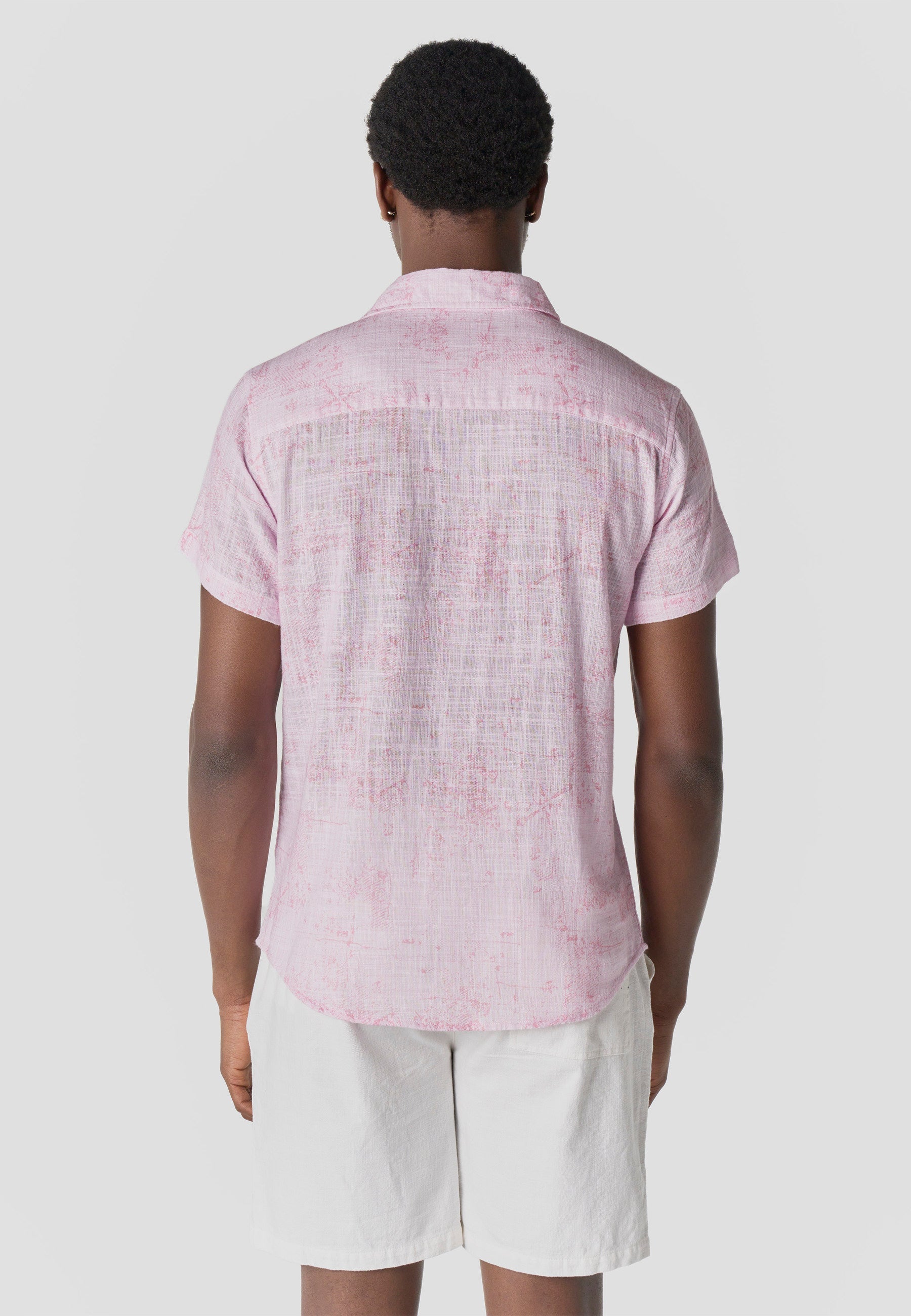 Camisa Hombre Manga Corta Casual Algodón Rosa – Koroshi 2611CC65