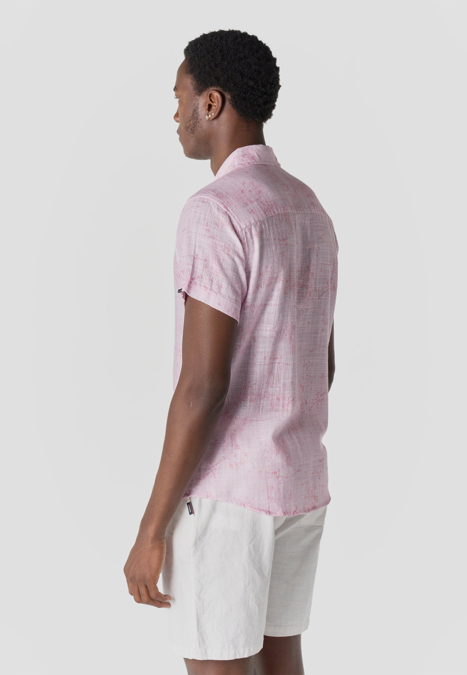 Camisa Hombre Manga Corta Casual Algodón Rosa – Koroshi 2611CC65