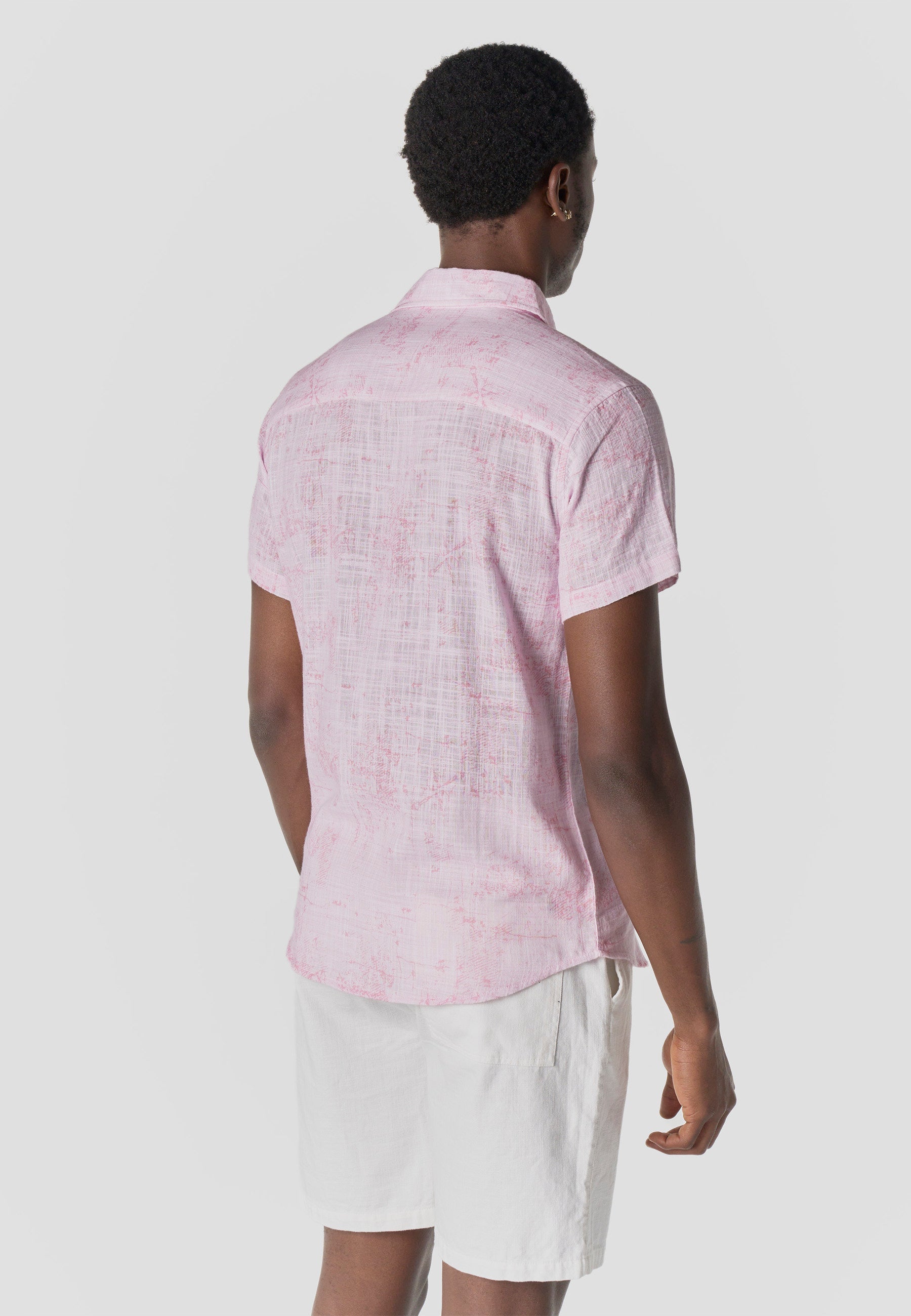 Camisa Hombre Manga Corta Casual Algodón Rosa – Koroshi 2611CC65