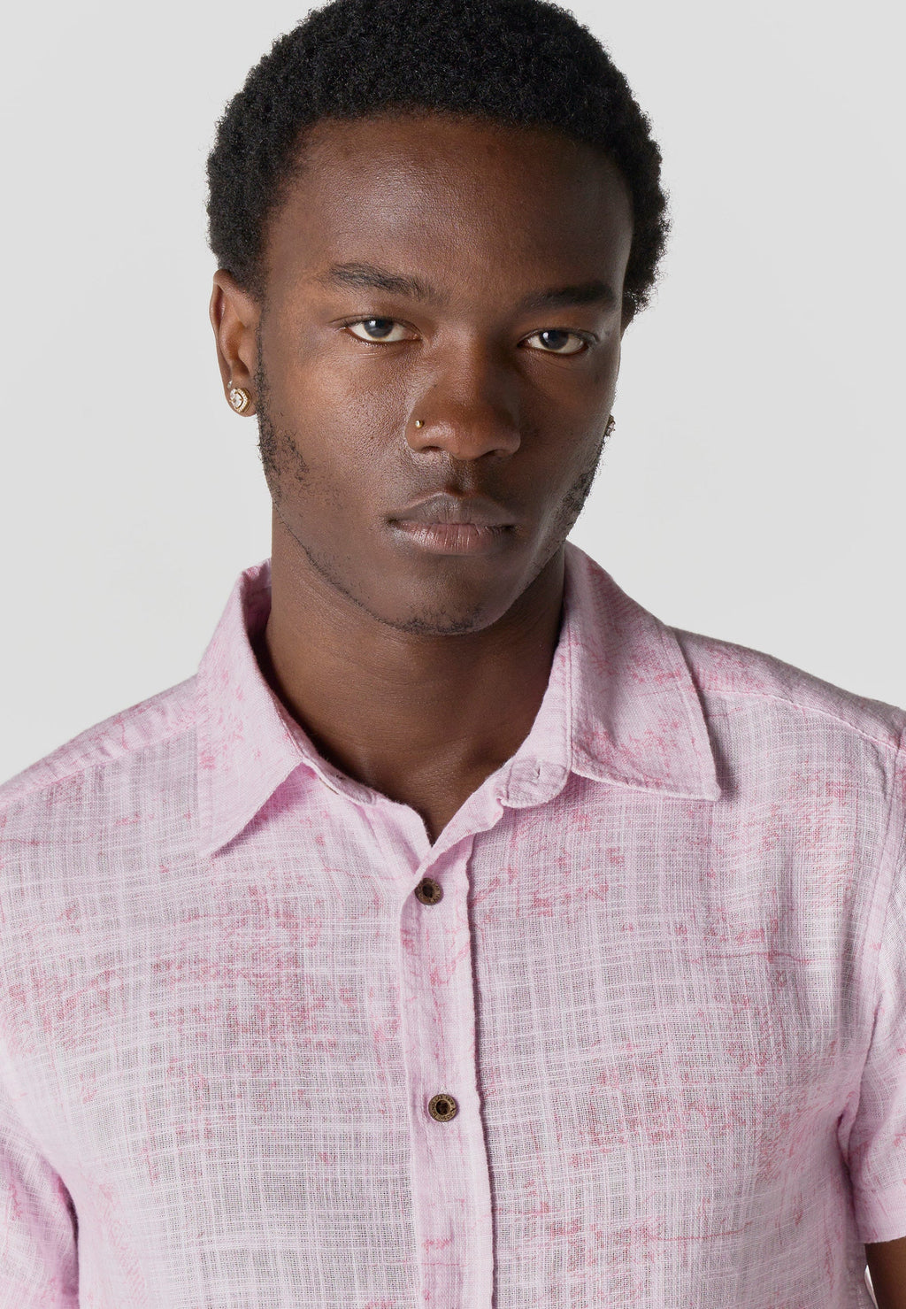 Camisa Hombre Manga Corta Casual Algodón Rosa – Koroshi 2611CC65